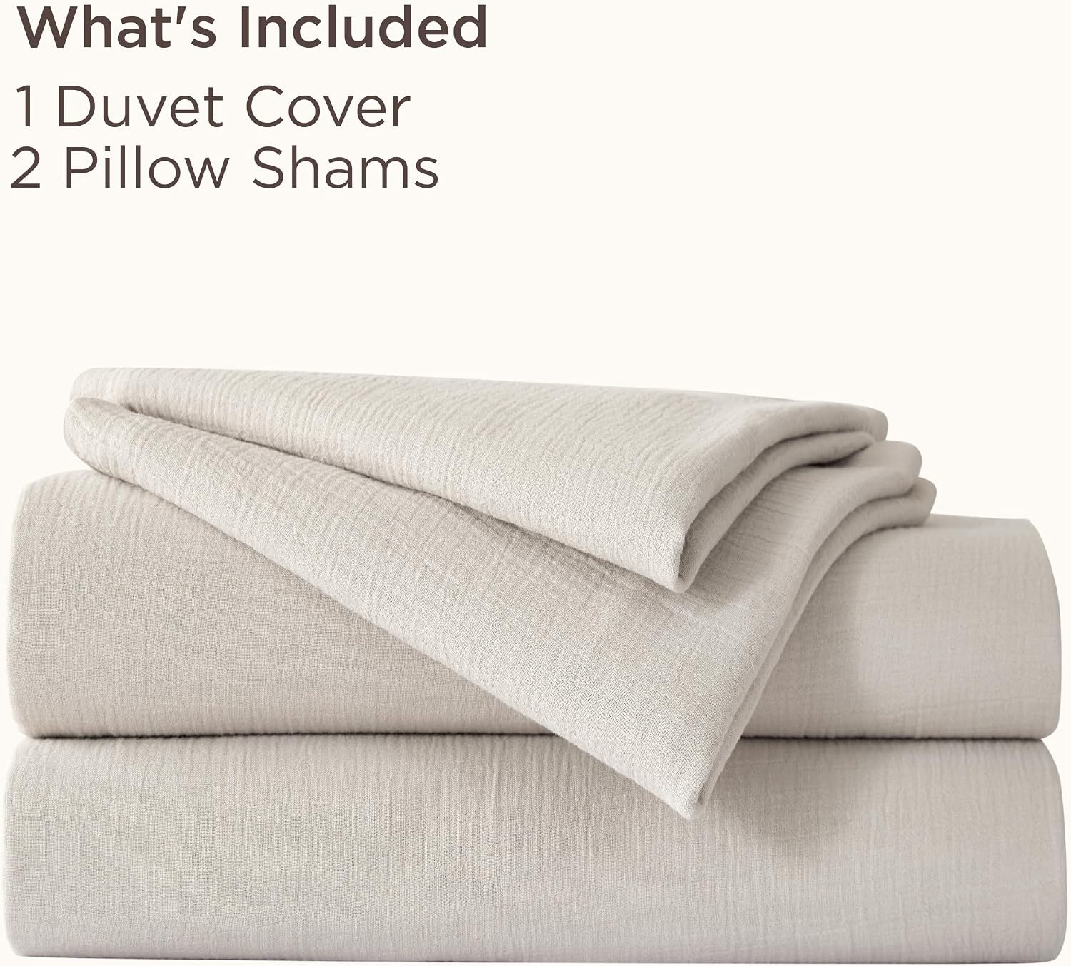 image:imageBedsure PureWoven Muslin Duvet Cover Cooling Bedding Set for Hot Sleepers Cotton Blend Viscose Derived from Bamboo Lightweight amp Silky Soft Breathable AllSeason Linen06 Muslin Oat Milk No Comforter