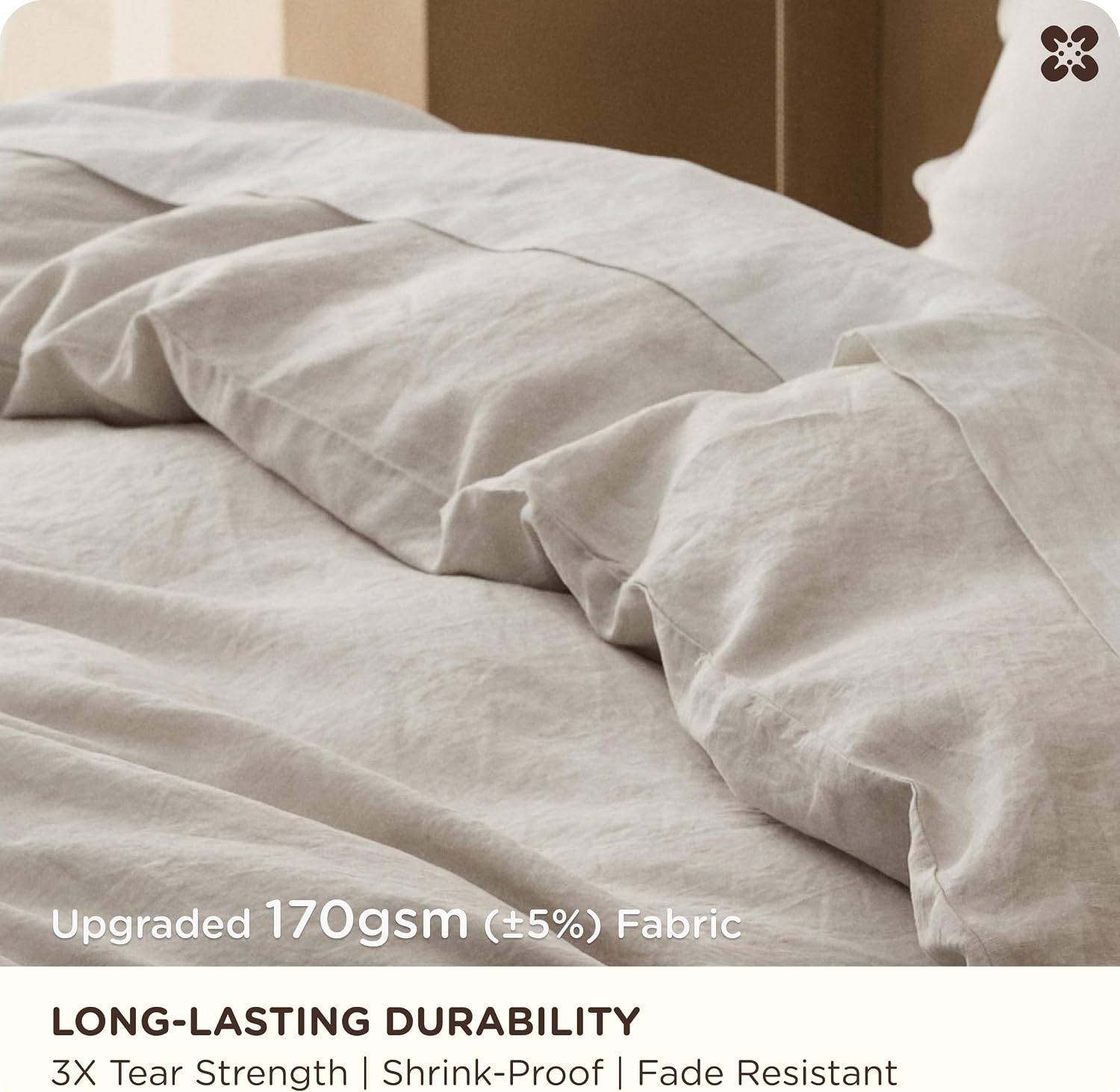 image:imageBedsure PureWoven Muslin Duvet Cover Cooling Bedding Set for Hot Sleepers Cotton Blend Viscose Derived from Bamboo Lightweight amp Silky Soft Breathable AllSeason Linen11 Linen No Comforter