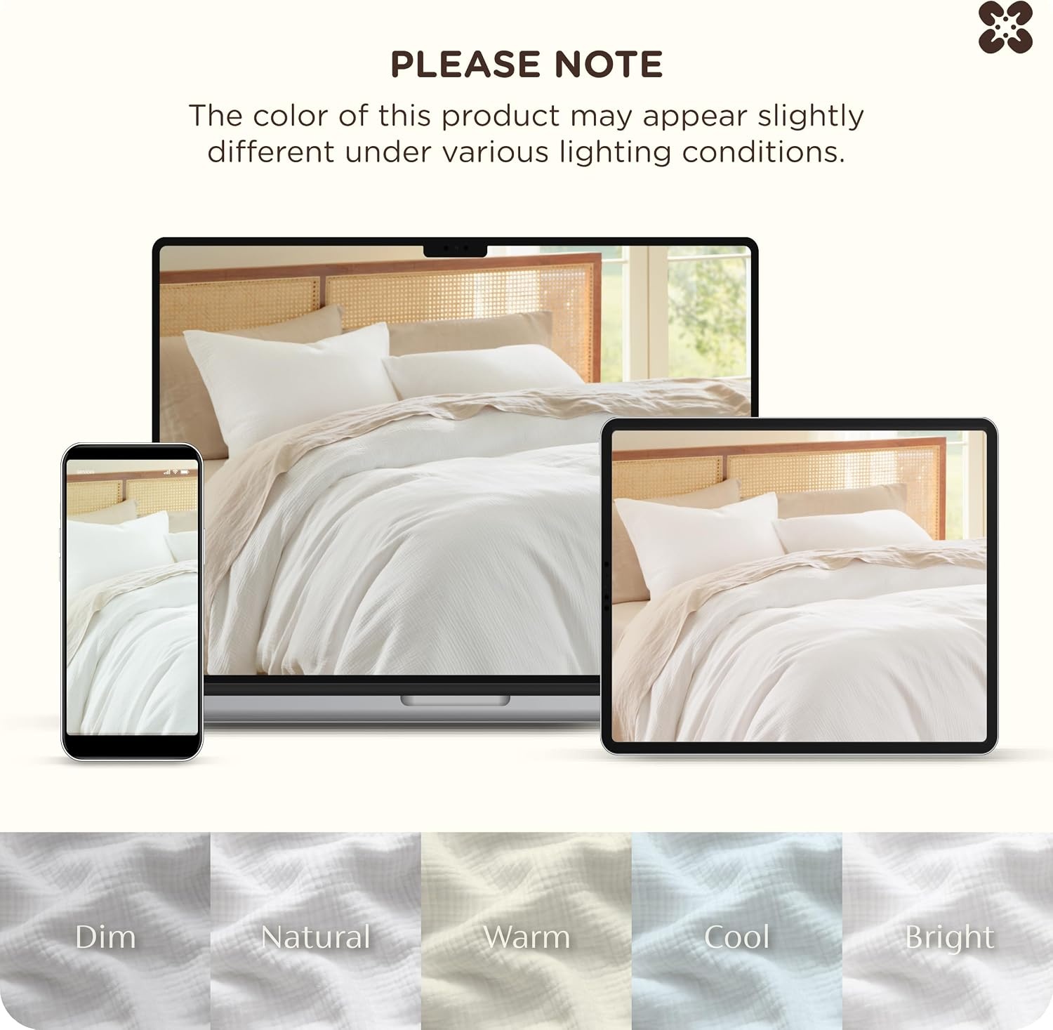 image:imageBedsure PureWoven Muslin Duvet Cover Cooling Bedding Set for Hot Sleepers Cotton Blend Viscose Derived from Bamboo Lightweight amp Silky Soft Breathable AllSeason Linen02 3layer Gauze Bright White No Comforter