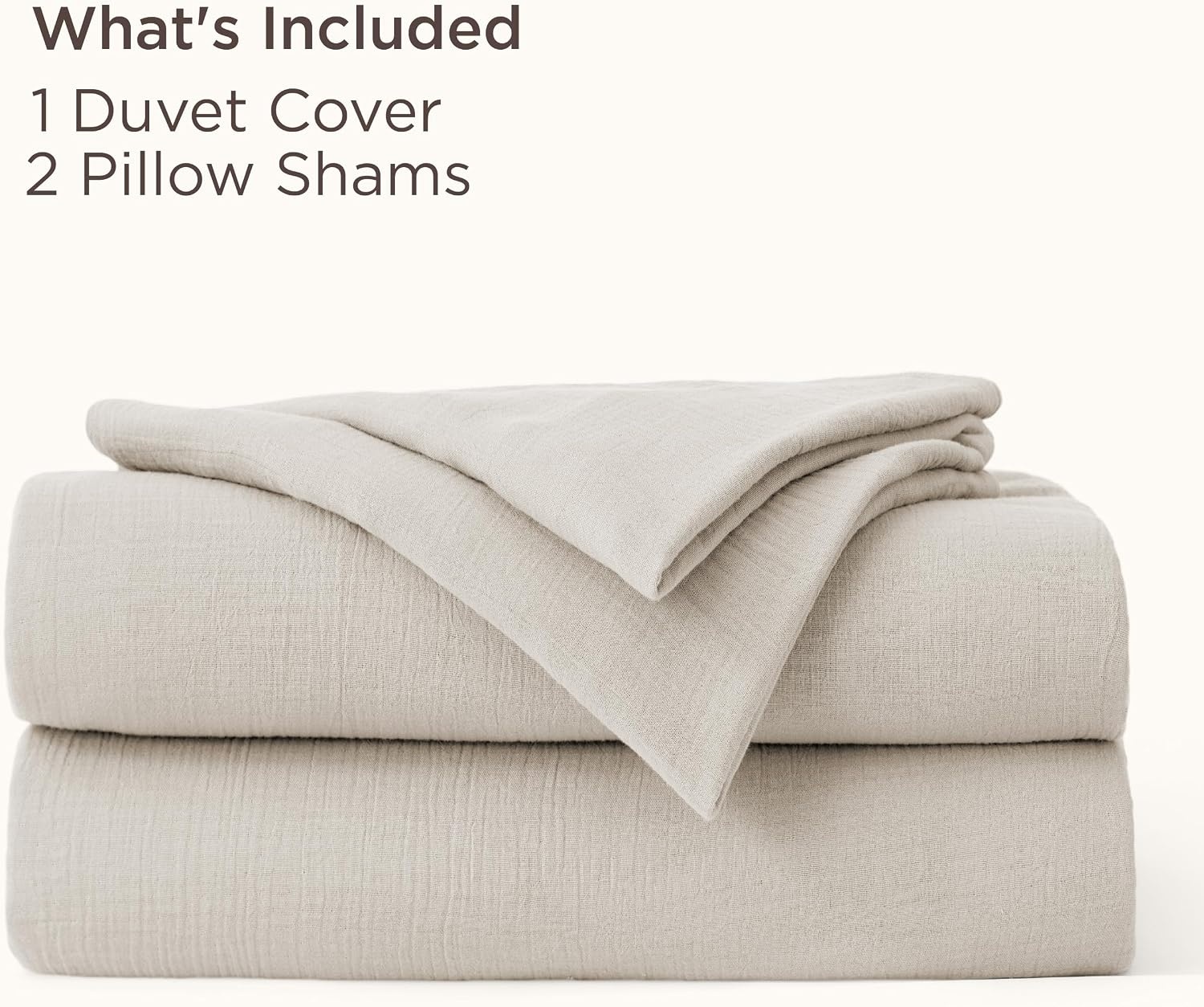 image:imageBedsure PureWoven Muslin Duvet Cover Cooling Bedding Set for Hot Sleepers Cotton Blend Viscose Derived from Bamboo Lightweight amp Silky Soft Breathable AllSeason Linen05 Muslin Linen No Comforter