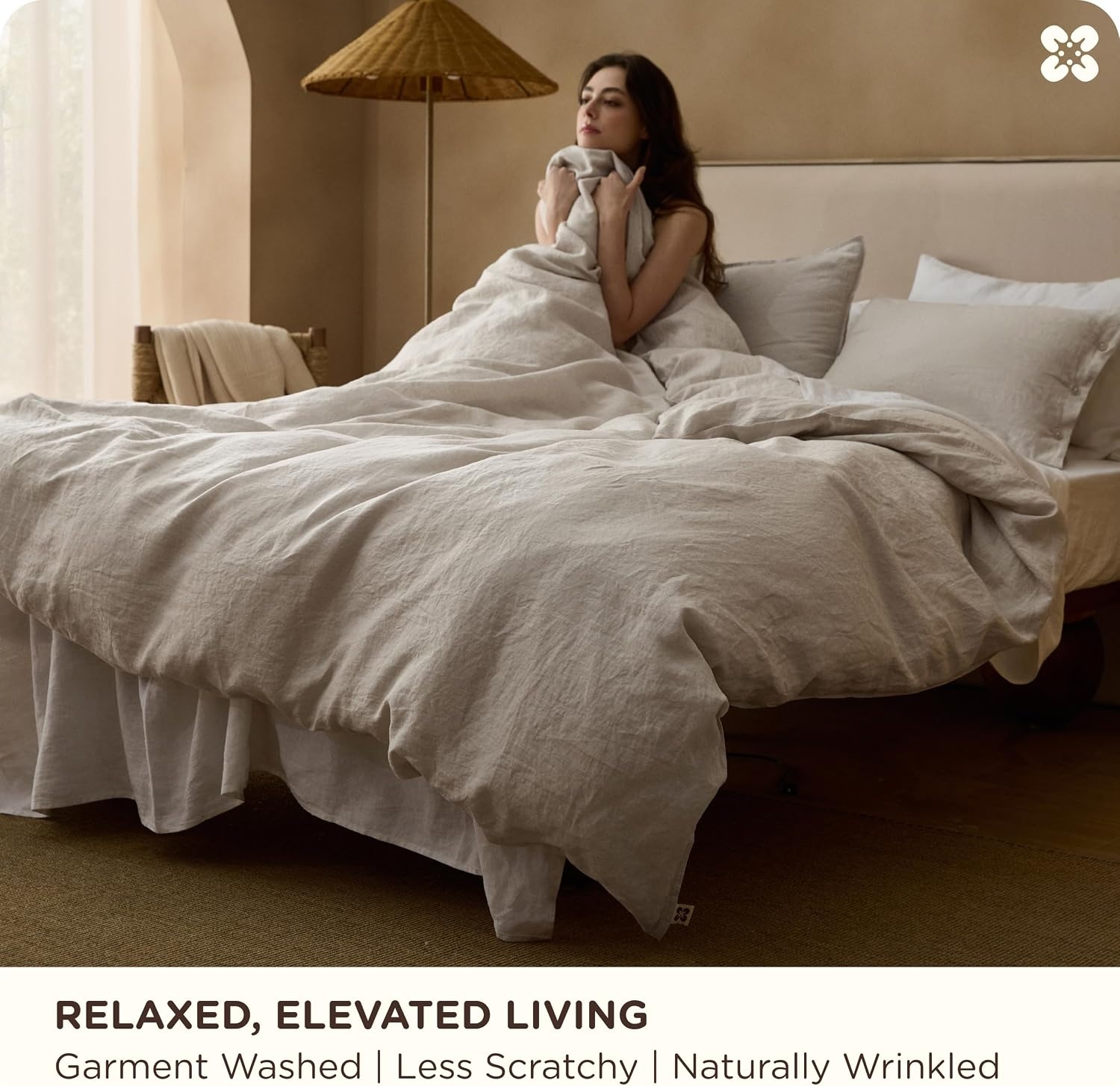 image:imageBedsure PureWoven Muslin Duvet Cover Cooling Bedding Set for Hot Sleepers Cotton Blend Viscose Derived from Bamboo Lightweight amp Silky Soft Breathable AllSeason Linen11 Linen No Comforter