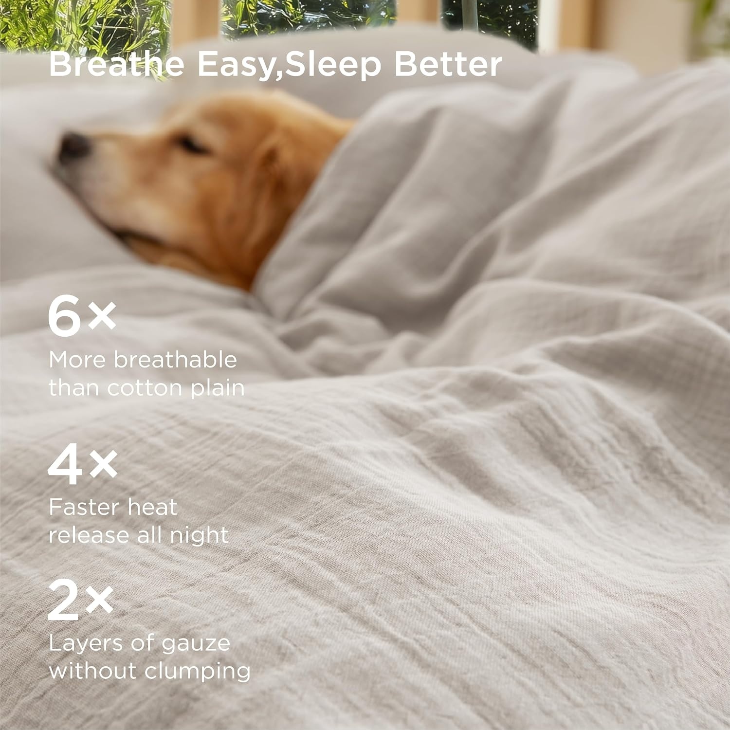 image:imageBedsure PureWoven Muslin Duvet Cover Cooling Bedding Set for Hot Sleepers Cotton Blend Viscose Derived from Bamboo Lightweight amp Silky Soft Breathable AllSeason Linen06 Muslin Oat Milk No Comforter