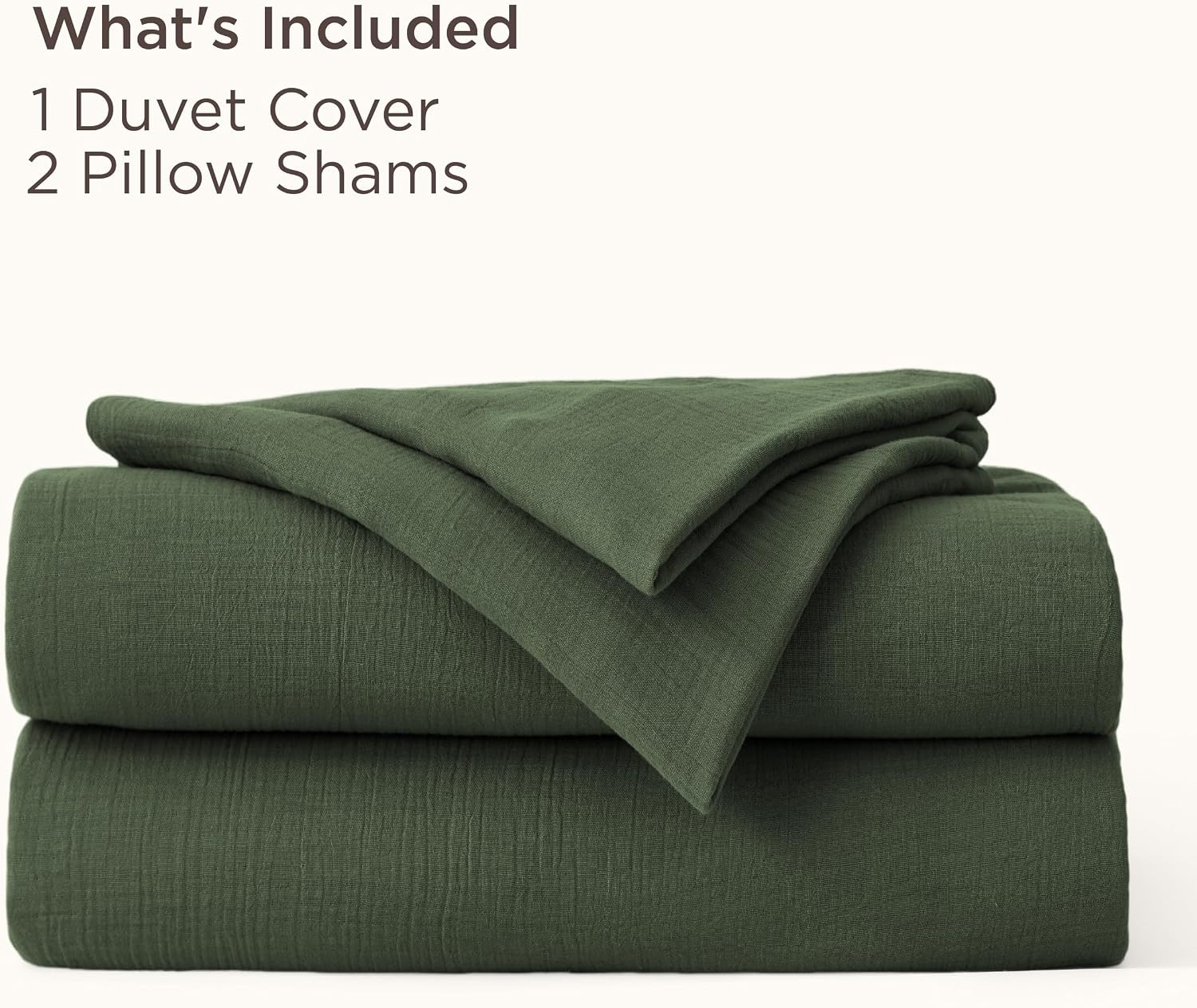 image:imageBedsure PureWoven Muslin Duvet Cover Cooling Bedding Set for Hot Sleepers Cotton Blend Viscose Derived from Bamboo Lightweight amp Silky Soft Breathable AllSeason Linen07 Muslin Olive Green No Comforter