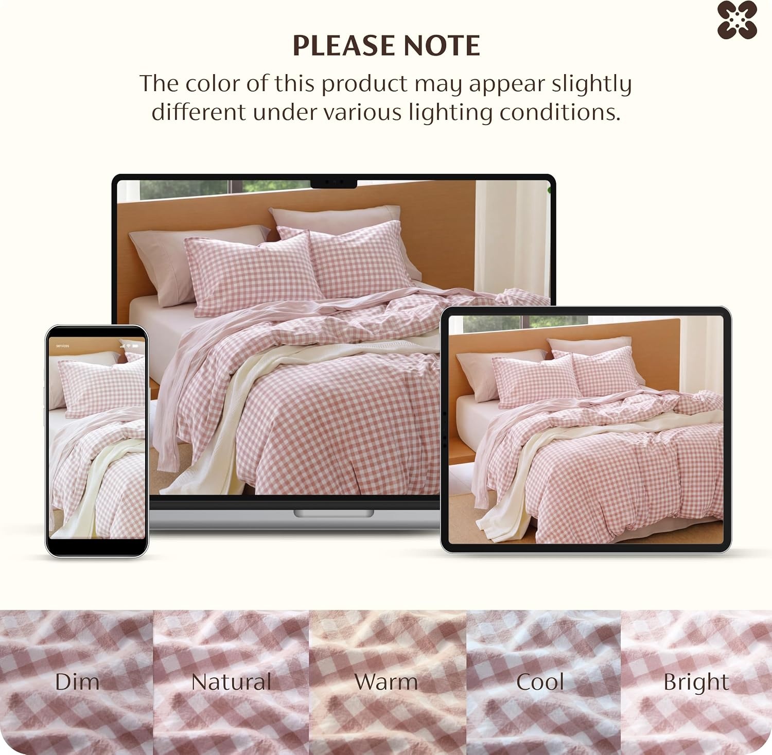 image:imageBedsure PureWoven Striped Duvet Cover Set LinenLike Queen Size 3PC 100 Washed Cotton Percale Bedding Set Reversible YarnDyed Design Zipper Closure Stripes White 90 x 9011 Gingham Greyish Pink