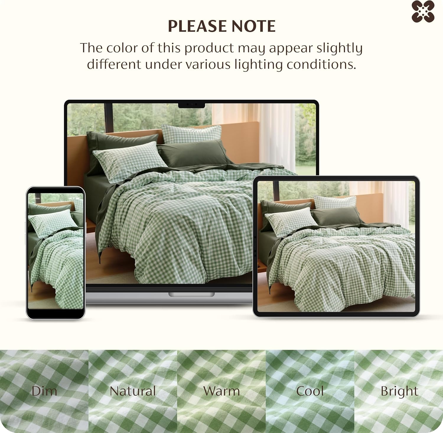image:imageBedsure PureWoven Striped Duvet Cover Set LinenLike Queen Size 3PC 100 Washed Cotton Percale Bedding Set Reversible YarnDyed Design Zipper Closure Stripes White 90 x 9010 Gingham Willow Green