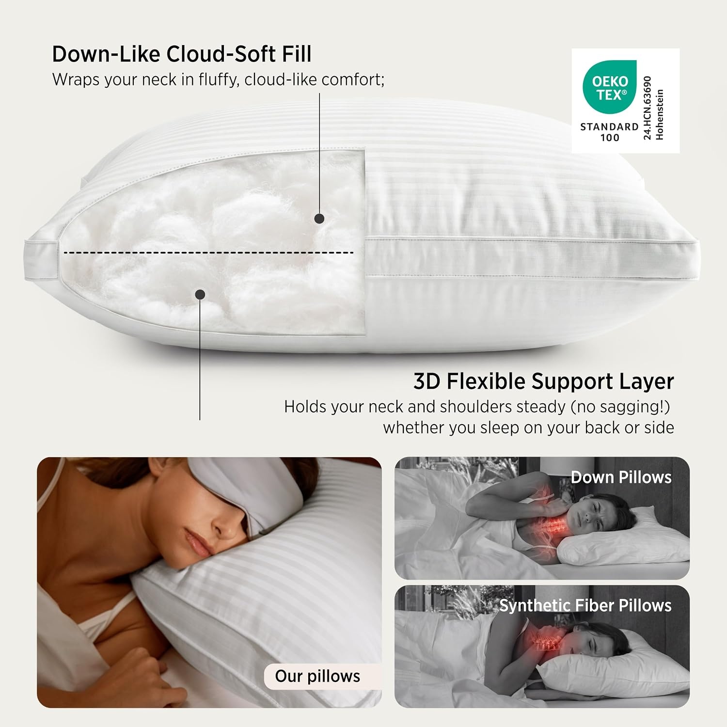 image:imageBedsure Queen Feather Down Comforter amp Cotton Hotel Pillows Set