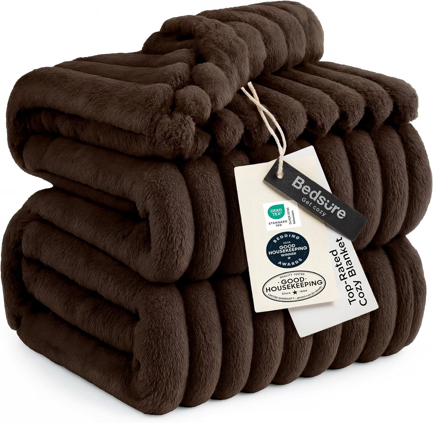 image:imageBedsure Soft Cozy Twin XL Blanket for Bed College Dorm Off White 66x90 Birthday Gifts for Women Mom Her Warm Lightweight Cozy Fluffy Throw Blanket Sofa Dorm Room Home Decor Machine WashableDark Chocolate