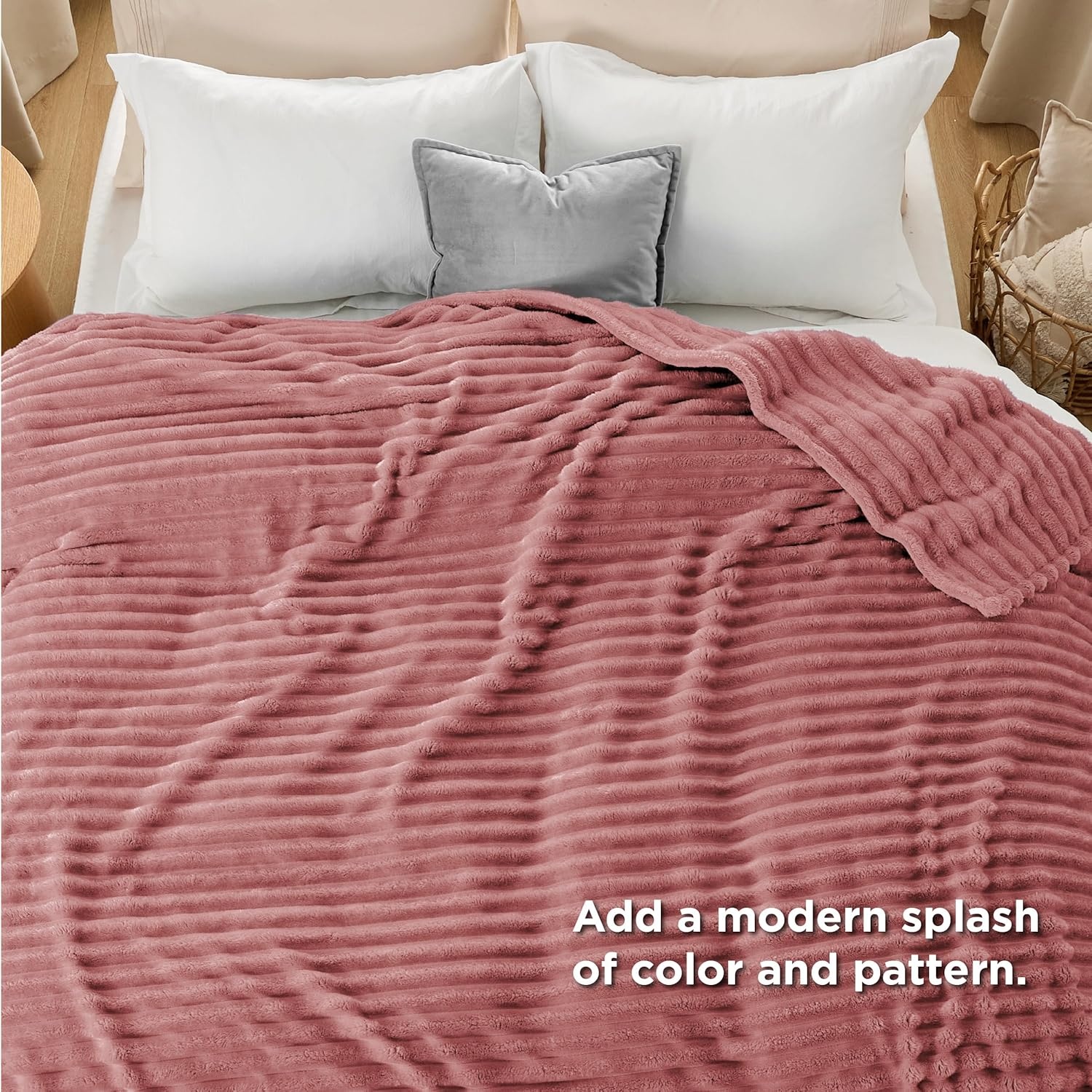 image:imageBedsure Soft Cozy Twin XL Blanket for Bed College Dorm Off White 66x90 Birthday Gifts for Women Mom Her Warm Lightweight Cozy Fluffy Throw Blanket Sofa Dorm Room Home Decor Machine WashableDusty Pink