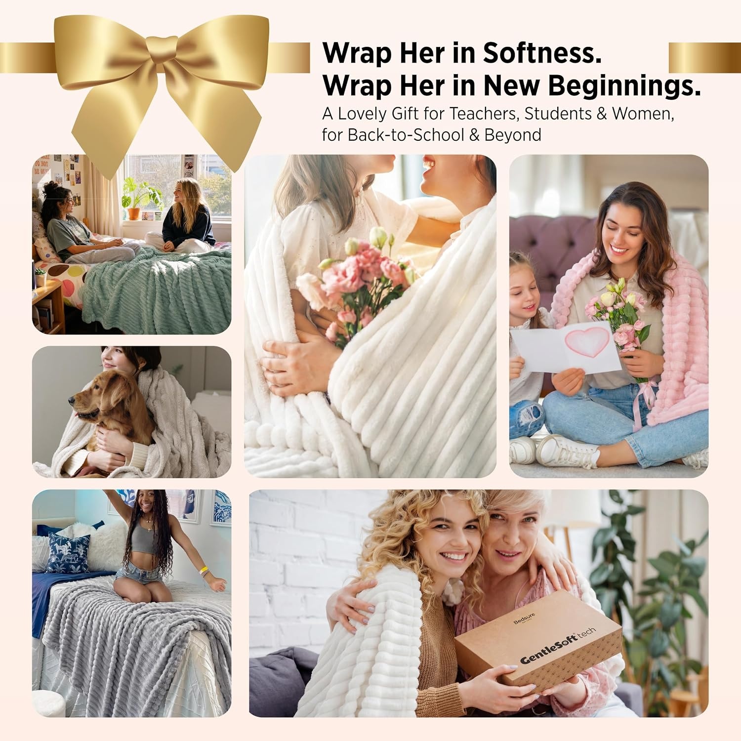 image:imageBedsure Soft Cozy Twin XL Blanket for Bed College Dorm Off White 66x90 Birthday Gifts for Women Mom Her Warm Lightweight Cozy Fluffy Throw Blanket Sofa Dorm Room Home Decor Machine WashableCoral Pink