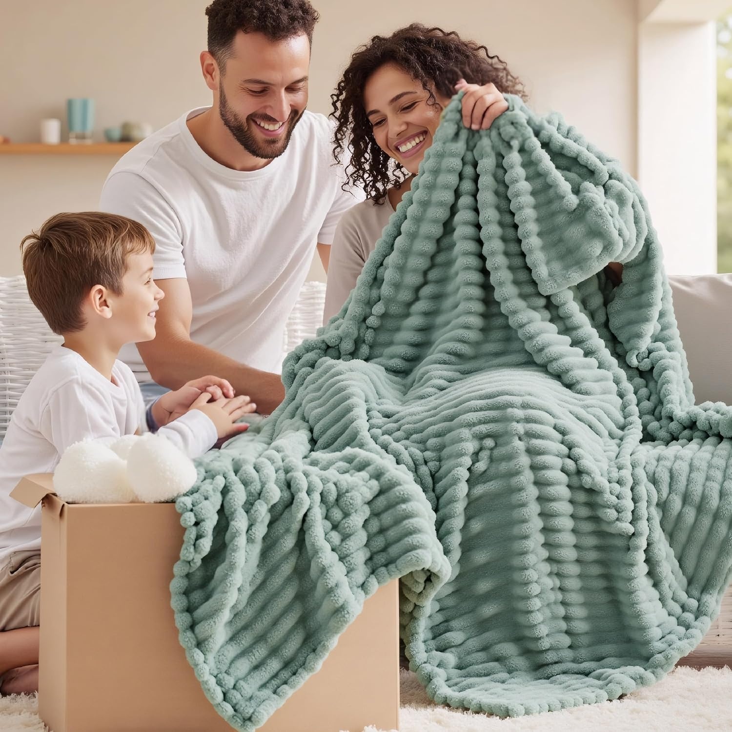 image:imageBedsure Soft Cozy Twin XL Blanket for Bed College Dorm Off White 66x90 Birthday Gifts for Women Mom Her Warm Lightweight Cozy Fluffy Throw Blanket Sofa Dorm Room Home Decor Machine WashableSage Green