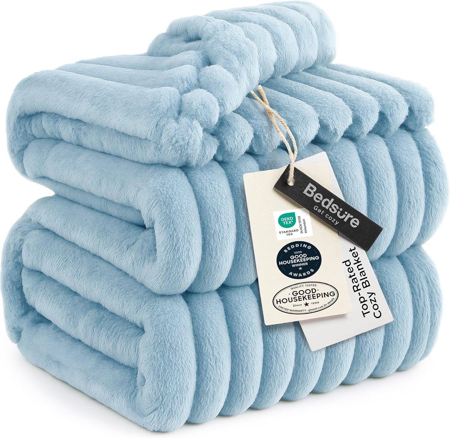 image:imageBedsure Soft Cozy Twin XL Blanket for Bed College Dorm Off White 66x90 Birthday Gifts for Women Mom Her Warm Lightweight Cozy Fluffy Throw Blanket Sofa Dorm Room Home Decor Machine WashableLight Blue
