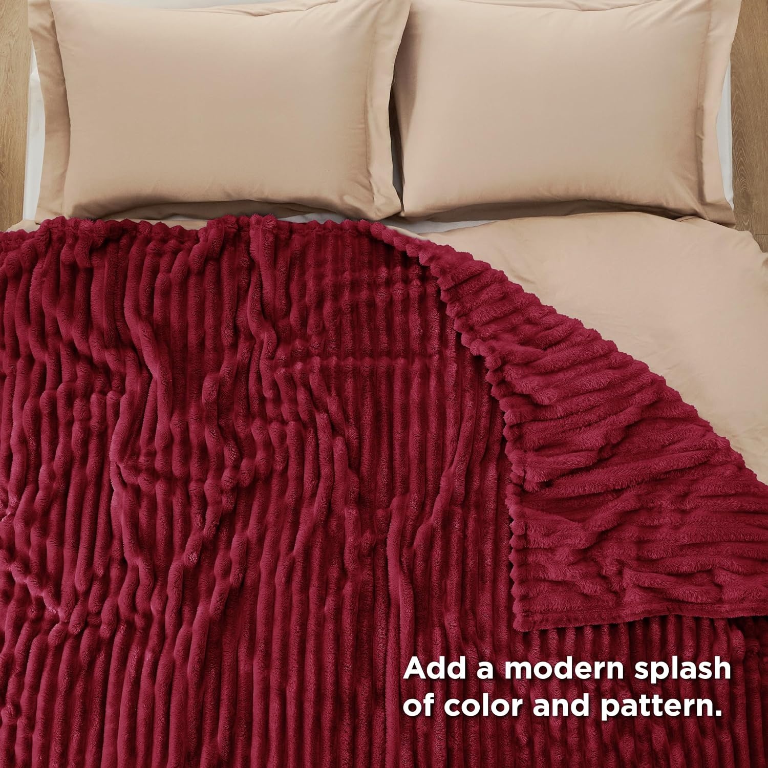 image:imageBedsure Soft Cozy Twin XL Blanket for Bed College Dorm Off White 66x90 Birthday Gifts for Women Mom Her Warm Lightweight Cozy Fluffy Throw Blanket Sofa Dorm Room Home Decor Machine WashableDeep Red