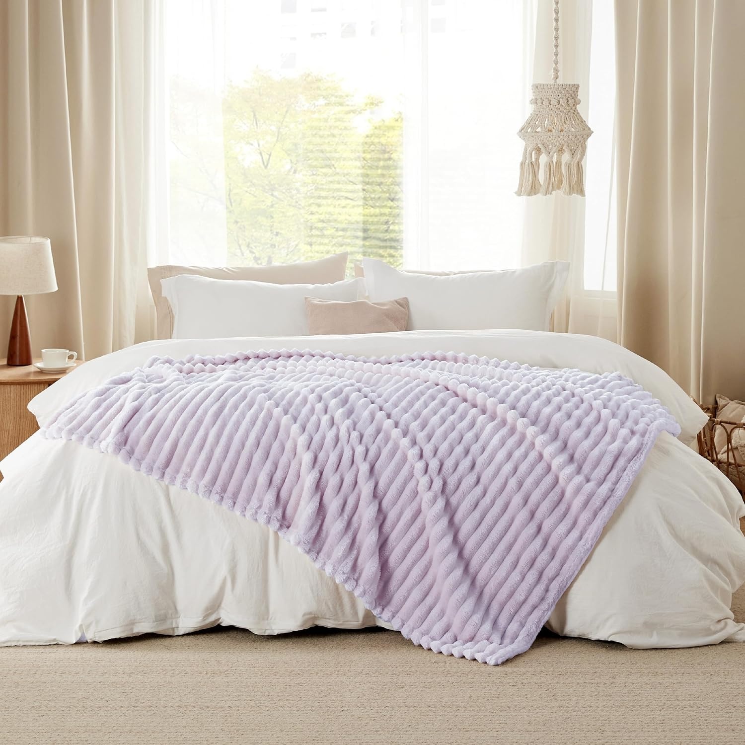 image:imageBedsure Soft Cozy Twin XL Blanket for Bed College Dorm Off White 66x90 Birthday Gifts for Women Mom Her Warm Lightweight Cozy Fluffy Throw Blanket Sofa Dorm Room Home Decor Machine WashableLavender Fog