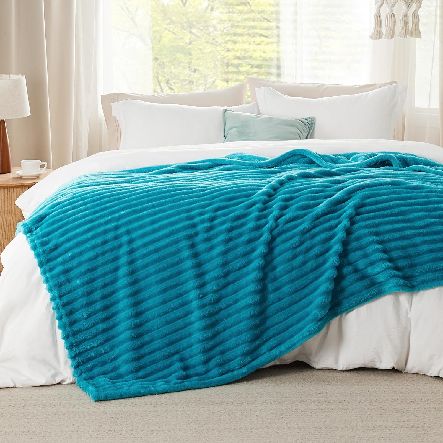 image:imageBedsure Soft Cozy Twin XL Blanket for Bed College Dorm Off White 66x90 Birthday Gifts for Women Mom Her Warm Lightweight Cozy Fluffy Throw Blanket Sofa Dorm Room Home Decor Machine WashableTeal