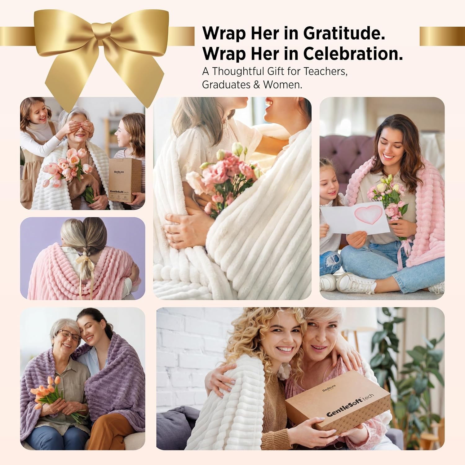 image:imageBedsure Soft Cozy Twin XL Blanket for Bed College Dorm Off White 66x90 Birthday Gifts for Women Mom Her Warm Lightweight Cozy Fluffy Throw Blanket Sofa Dorm Room Home Decor Machine WashableLight Purple