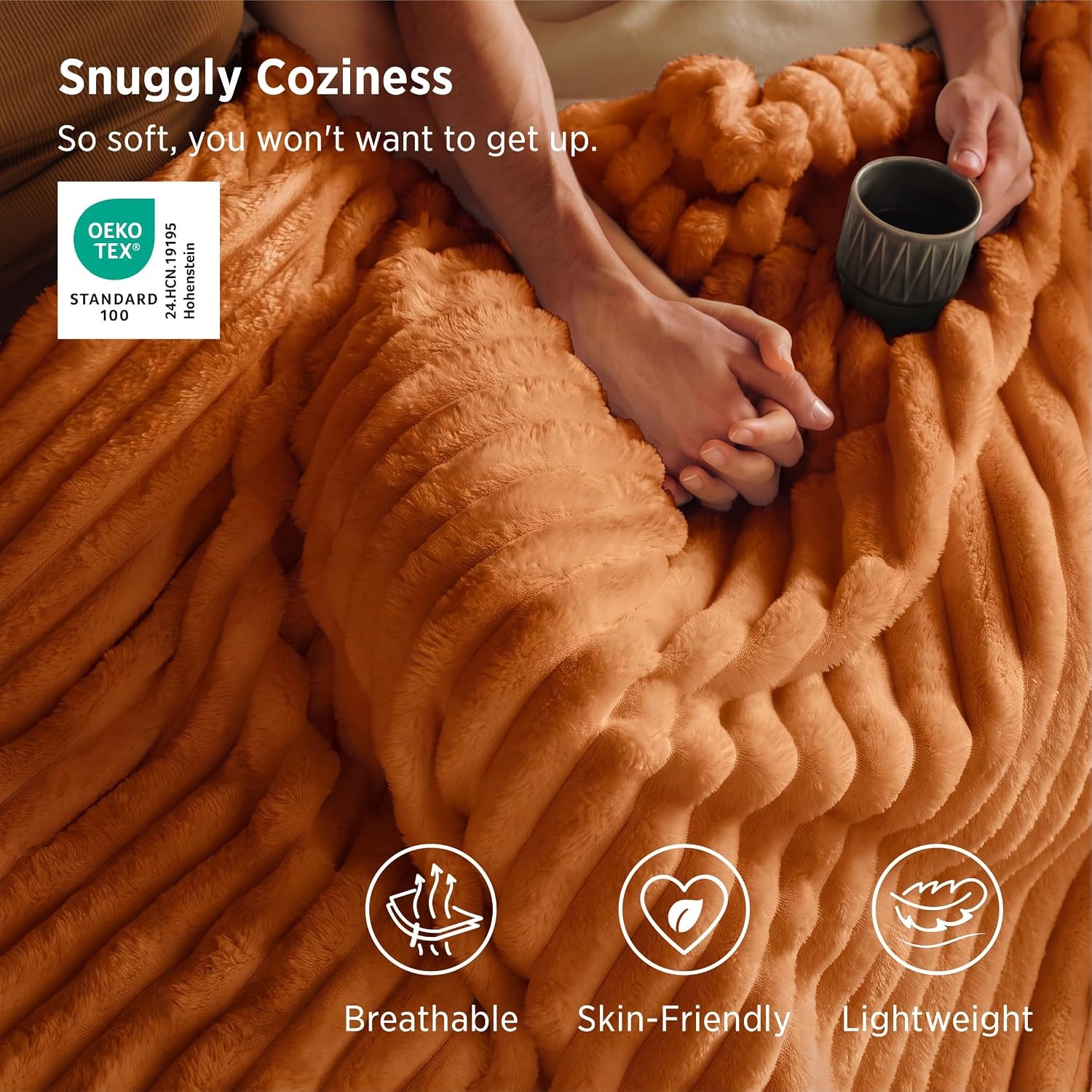 image:imageBedsure Soft Cozy Twin XL Blanket for Bed College Dorm Off White 66x90 Birthday Gifts for Women Mom Her Warm Lightweight Cozy Fluffy Throw Blanket Sofa Dorm Room Home Decor Machine WashableOrange
