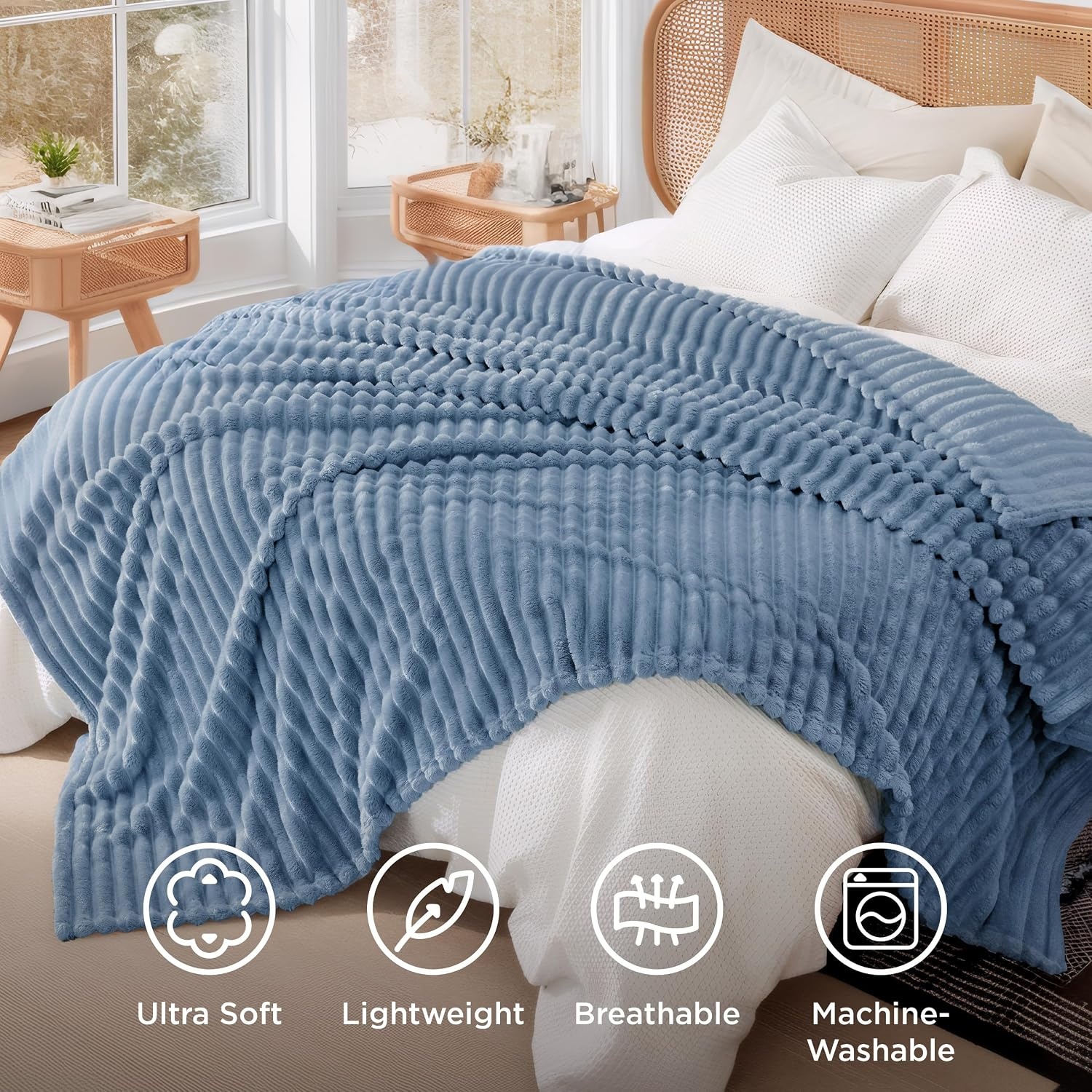 image:imageBedsure Soft Cozy Twin XL Blanket for Bed College Dorm Off White 66x90 Birthday Gifts for Women Mom Her Warm Lightweight Cozy Fluffy Throw Blanket Sofa Dorm Room Home Decor Machine WashableBlue