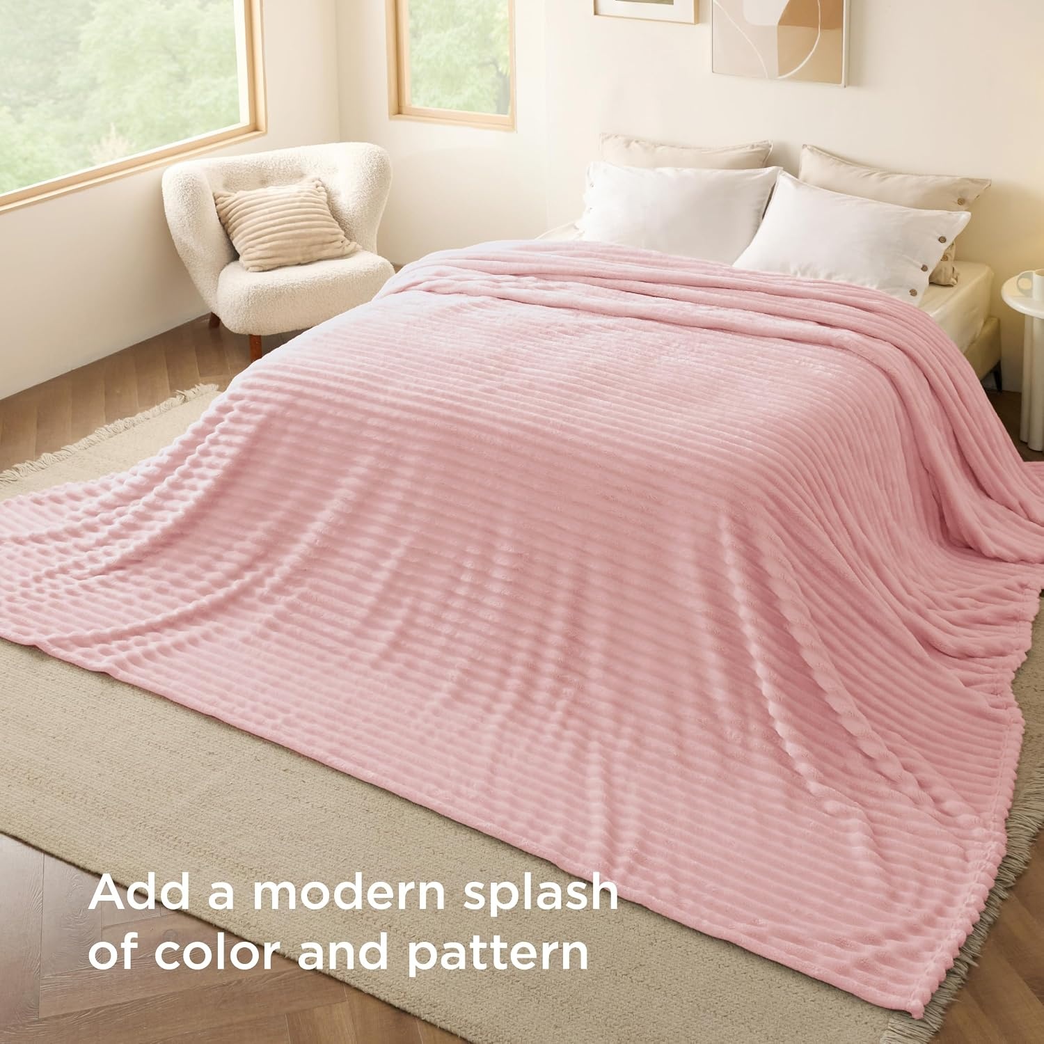 image:imageBedsure Soft Cozy Twin XL Blanket for Bed College Dorm Off White 66x90 Birthday Gifts for Women Mom Her Warm Lightweight Cozy Fluffy Throw Blanket Sofa Dorm Room Home Decor Machine WashableCoral Pink