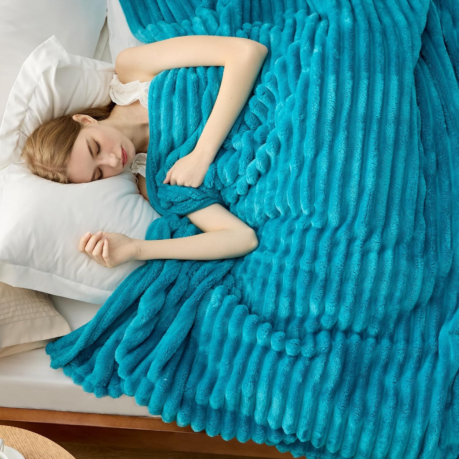 image:imageBedsure Soft Cozy Twin XL Blanket for Bed College Dorm Off White 66x90 Birthday Gifts for Women Mom Her Warm Lightweight Cozy Fluffy Throw Blanket Sofa Dorm Room Home Decor Machine WashableTeal