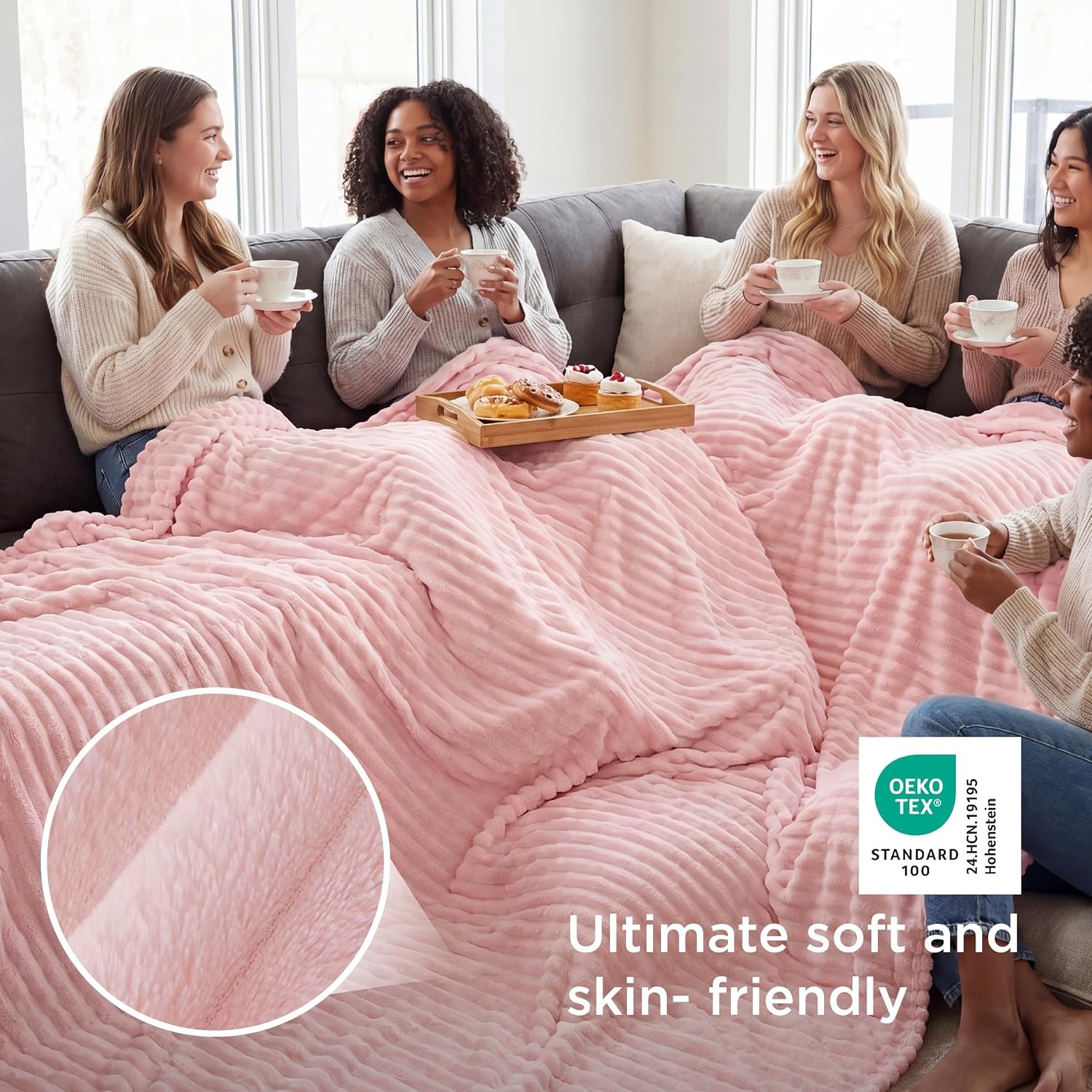 image:imageBedsure Soft Cozy Twin XL Blanket for Bed College Dorm Off White 66x90 Birthday Gifts for Women Mom Her Warm Lightweight Cozy Fluffy Throw Blanket Sofa Dorm Room Home Decor Machine WashableCoral Pink