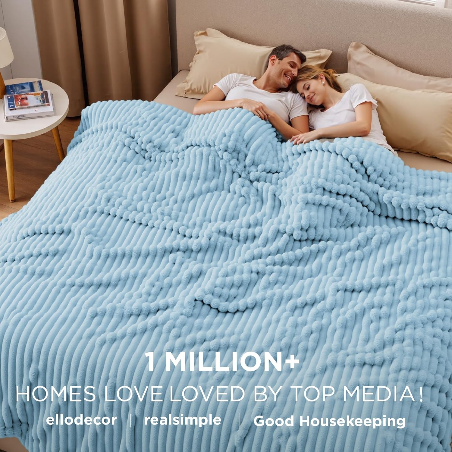 image:imageBedsure Soft Cozy Twin XL Blanket for Bed College Dorm Off White 66x90 Birthday Gifts for Women Mom Her Warm Lightweight Cozy Fluffy Throw Blanket Sofa Dorm Room Home Decor Machine WashableLight Blue