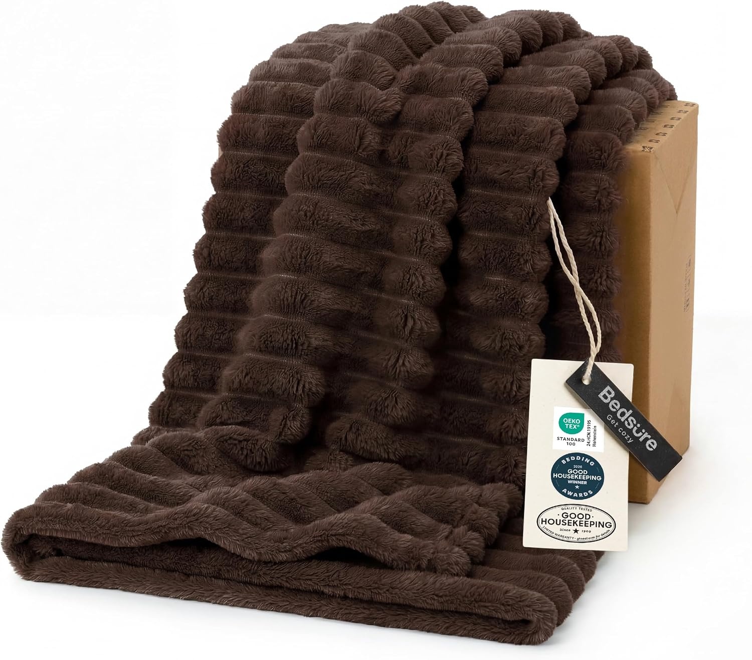 image:imageBedsure Soft Cozy Twin XL Blanket for Bed College Dorm Off White 66x90 Birthday Gifts for Women Mom Her Warm Lightweight Cozy Fluffy Throw Blanket Sofa Dorm Room Home Decor Machine WashableDark Chocolate