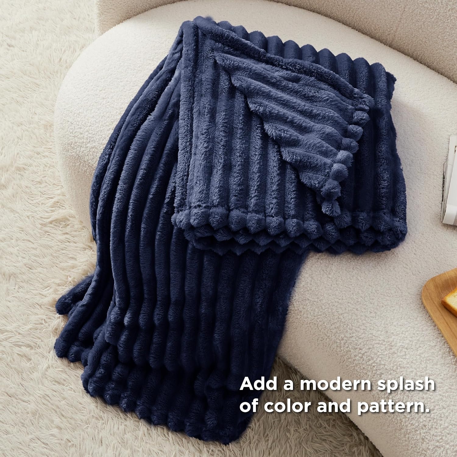 image:imageBedsure Soft Cozy Twin XL Blanket for Bed College Dorm Off White 66x90 Birthday Gifts for Women Mom Her Warm Lightweight Cozy Fluffy Throw Blanket Sofa Dorm Room Home Decor Machine WashableNavy
