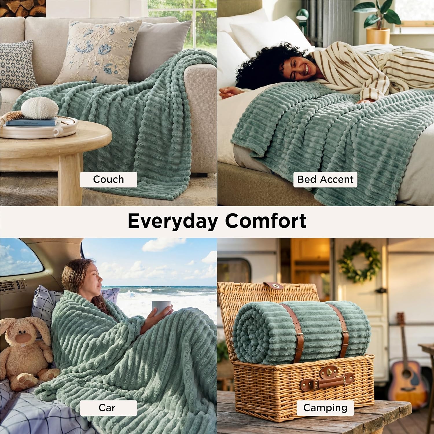image:imageBedsure Soft Cozy Twin XL Blanket for Bed College Dorm Off White 66x90 Birthday Gifts for Women Mom Her Warm Lightweight Cozy Fluffy Throw Blanket Sofa Dorm Room Home Decor Machine WashableSage Green