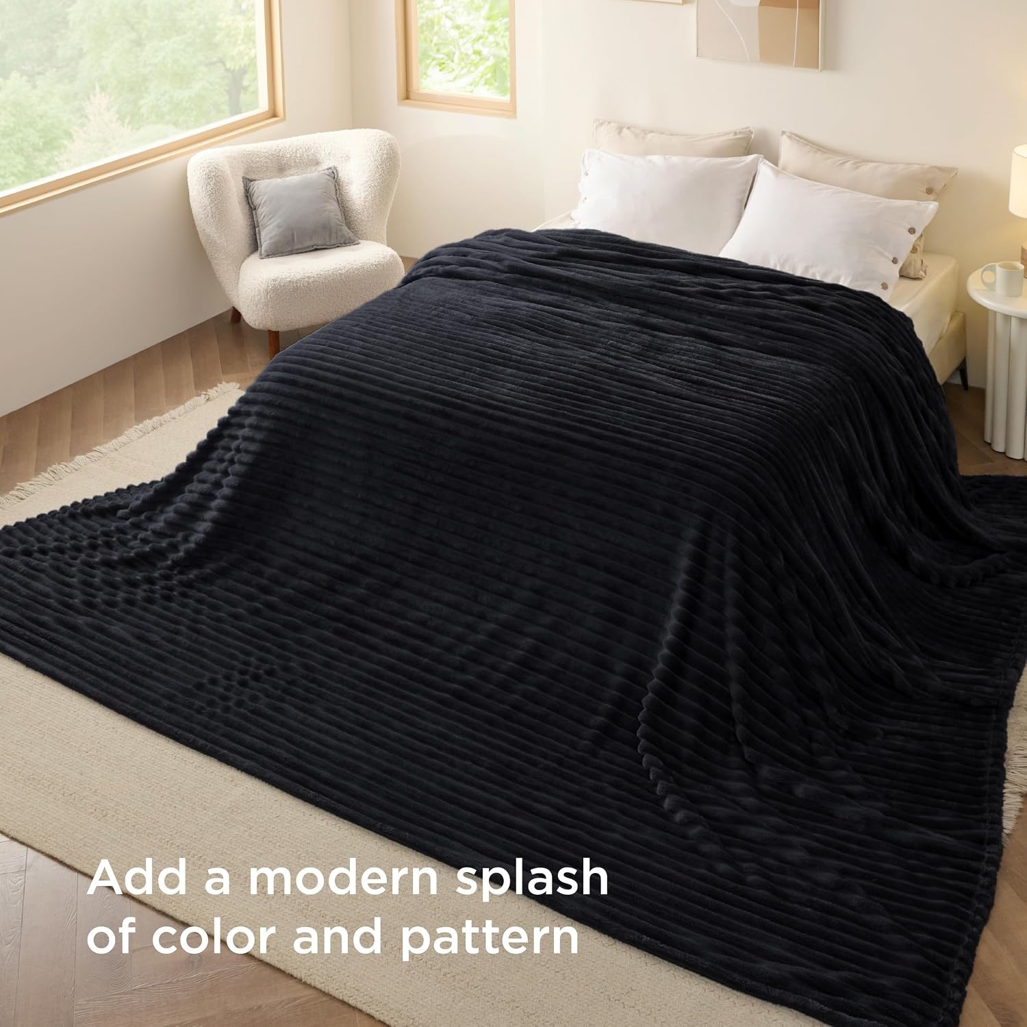 image:imageBedsure Soft Cozy Twin XL Blanket for Bed College Dorm Off White 66x90 Birthday Gifts for Women Mom Her Warm Lightweight Cozy Fluffy Throw Blanket Sofa Dorm Room Home Decor Machine WashableBlack