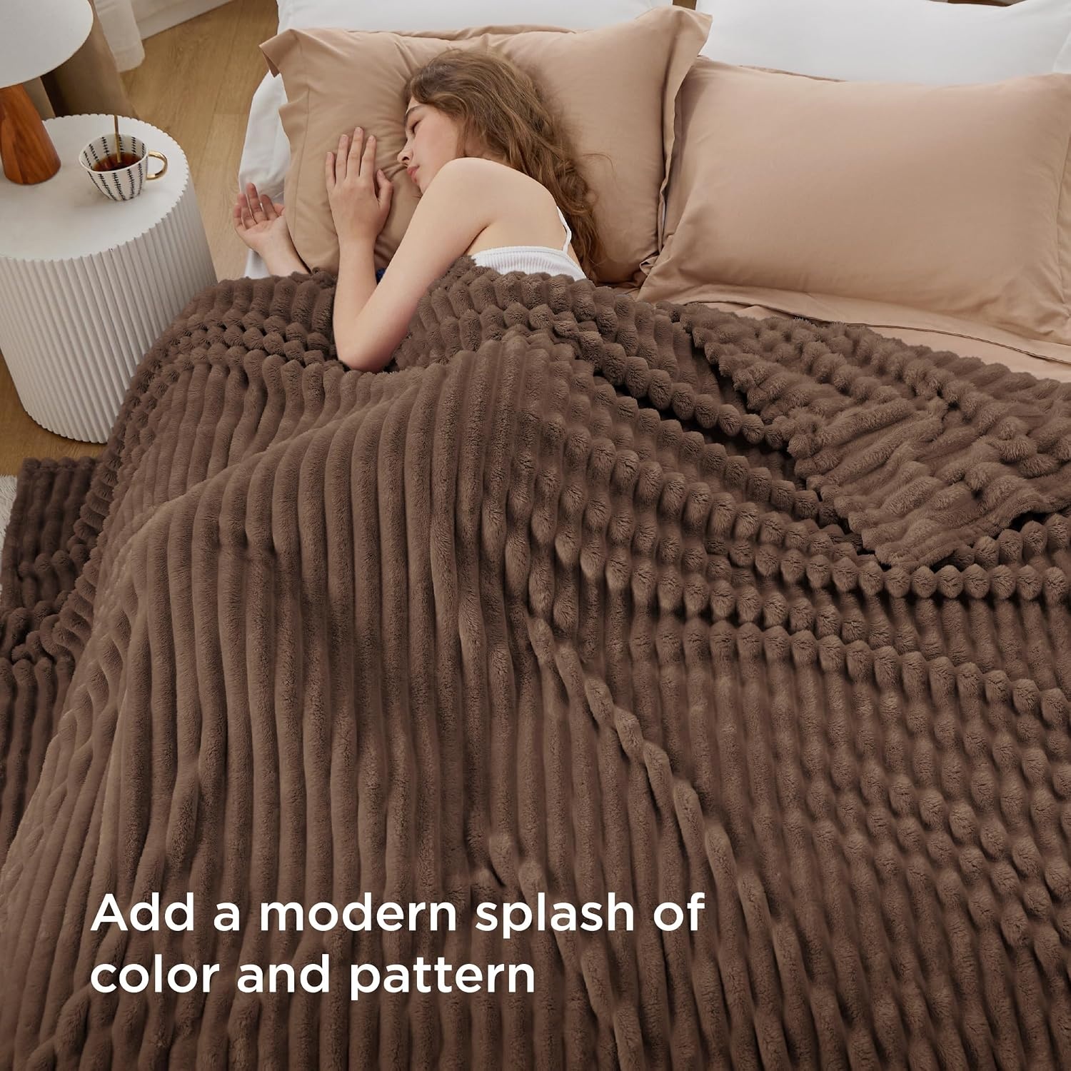 image:imageBedsure Soft Cozy Twin XL Blanket for Bed College Dorm Off White 66x90 Birthday Gifts for Women Mom Her Warm Lightweight Cozy Fluffy Throw Blanket Sofa Dorm Room Home Decor Machine WashableBrown