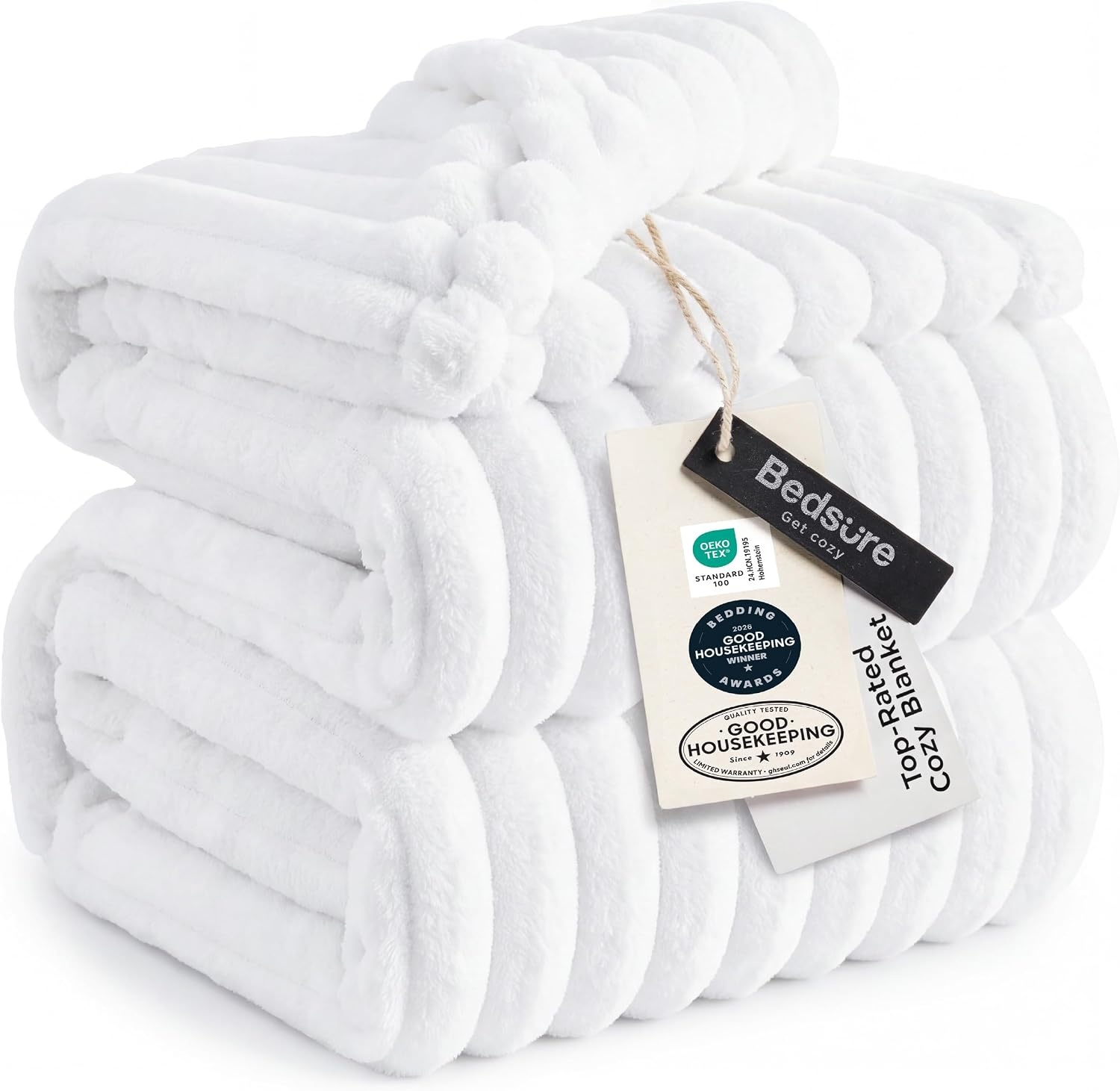 image:imageBedsure Soft Cozy Twin XL Blanket for Bed College Dorm Off White 66x90 Birthday Gifts for Women Mom Her Warm Lightweight Cozy Fluffy Throw Blanket Sofa Dorm Room Home Decor Machine WashableBright White