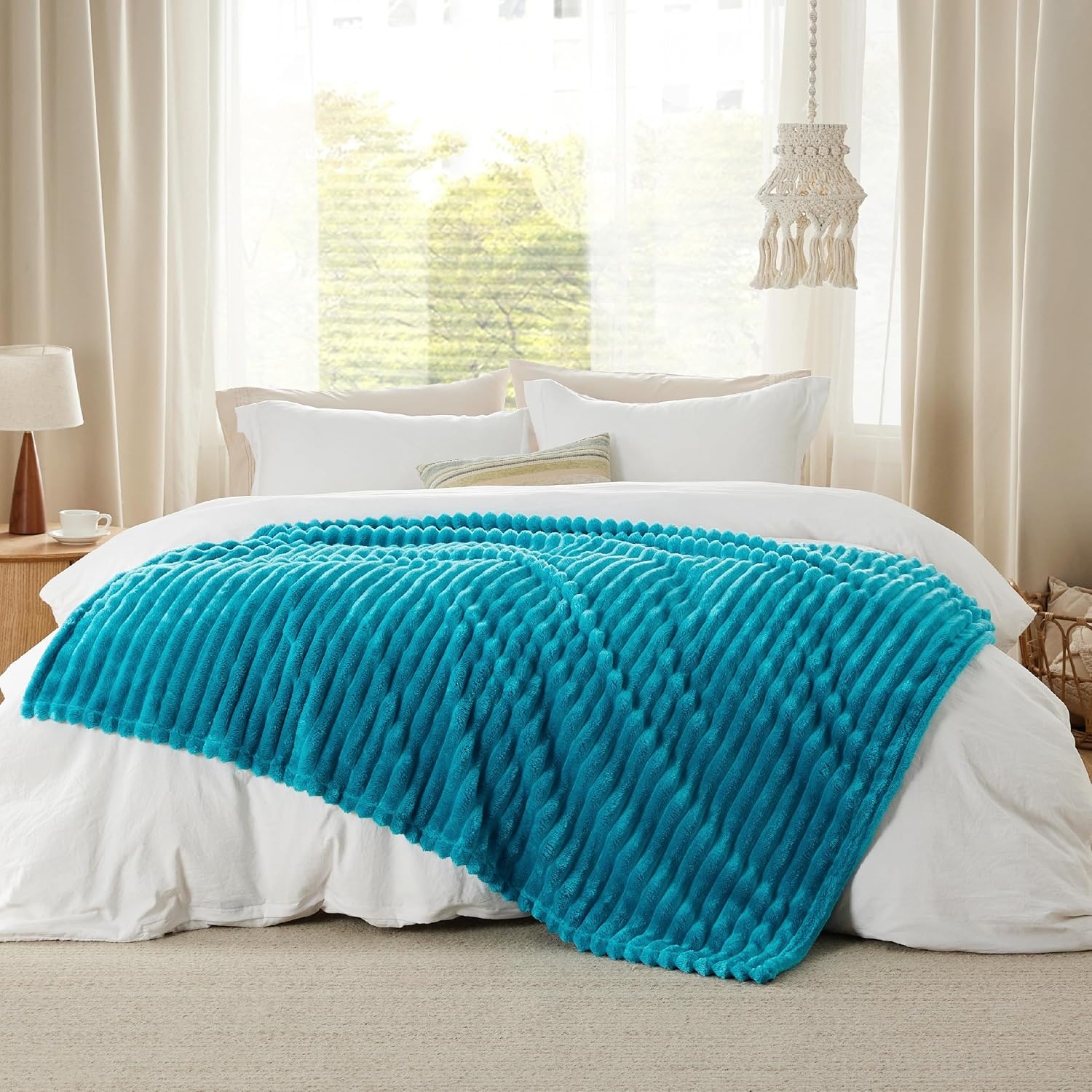 image:imageBedsure Soft Cozy Twin XL Blanket for Bed College Dorm Off White 66x90 Birthday Gifts for Women Mom Her Warm Lightweight Cozy Fluffy Throw Blanket Sofa Dorm Room Home Decor Machine WashableTeal