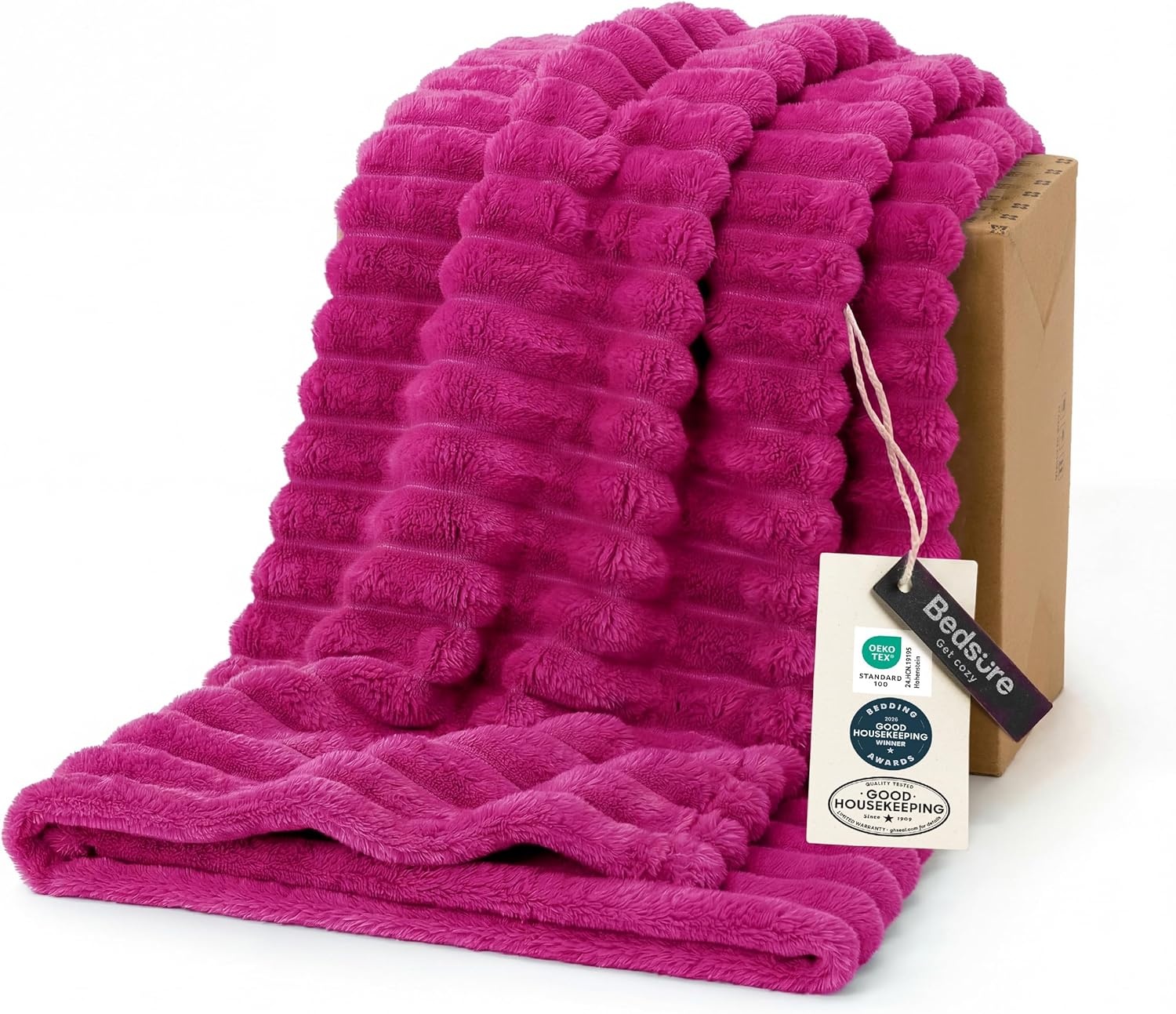 image:imageBedsure Soft Cozy Twin XL Blanket for Bed College Dorm Off White 66x90 Birthday Gifts for Women Mom Her Warm Lightweight Cozy Fluffy Throw Blanket Sofa Dorm Room Home Decor Machine WashableHot Pink