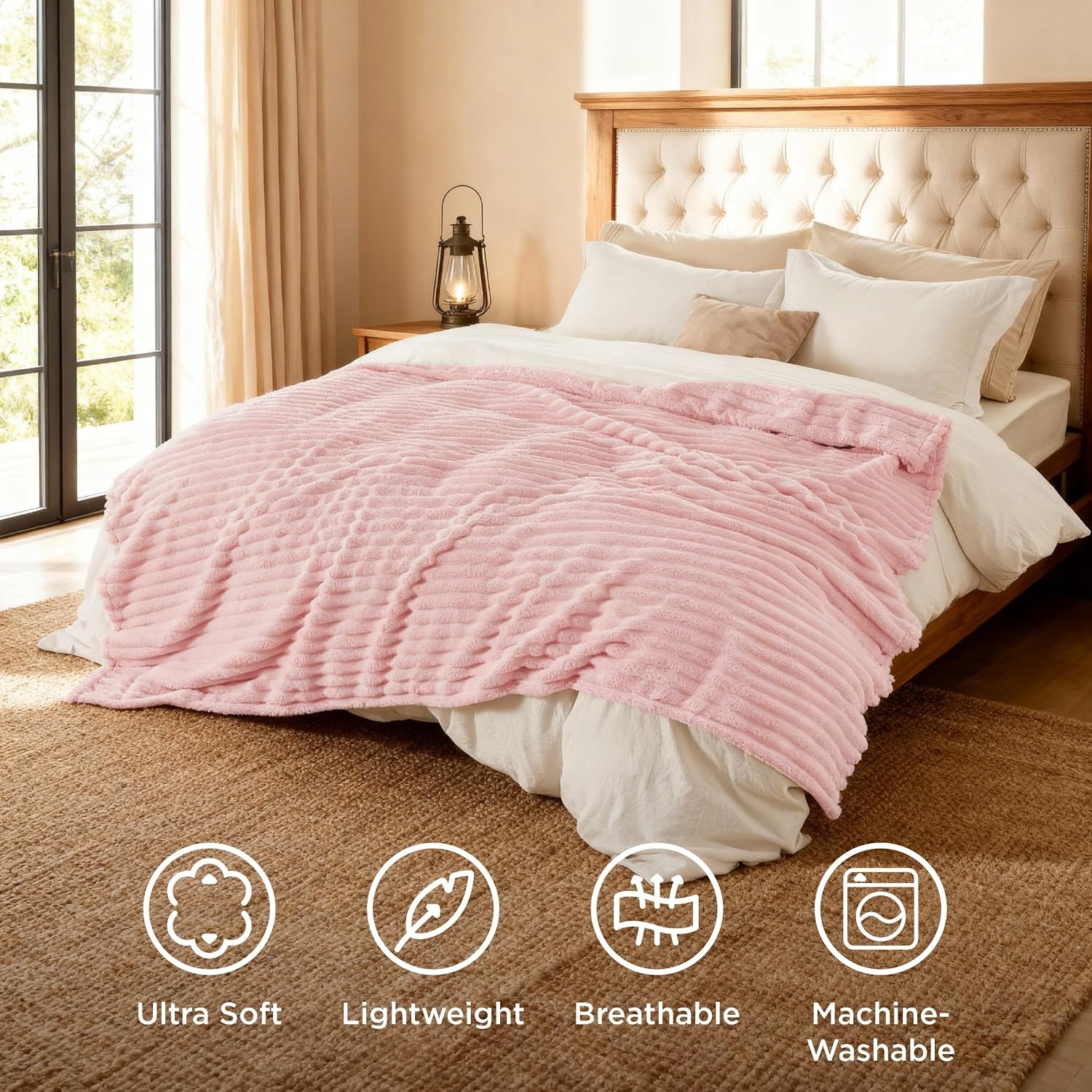 image:imageBedsure Soft Cozy Twin XL Blanket for Bed College Dorm Off White 66x90 Birthday Gifts for Women Mom Her Warm Lightweight Cozy Fluffy Throw Blanket Sofa Dorm Room Home Decor Machine WashableCoral Pink