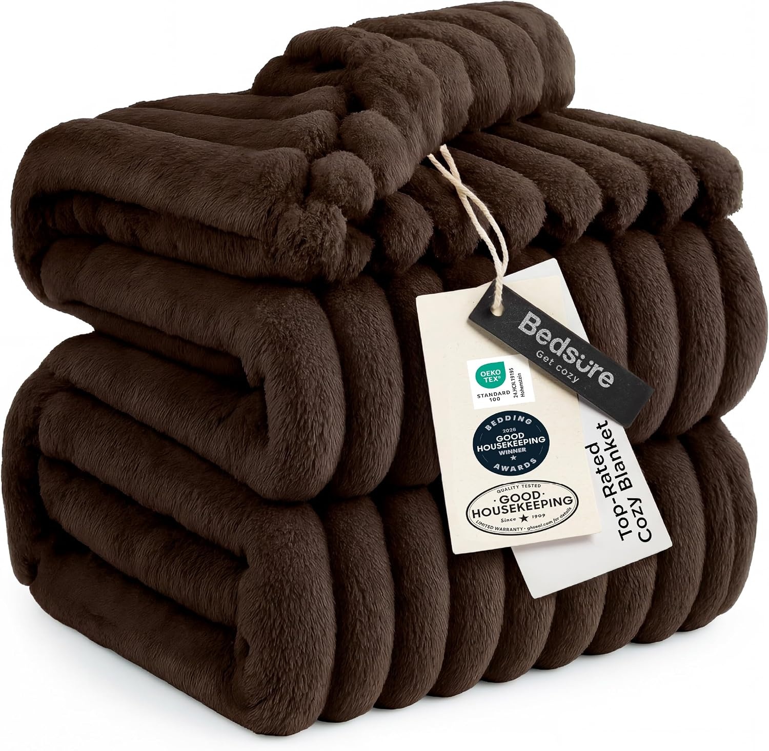 image:imageBedsure Soft Cozy Twin XL Blanket for Bed College Dorm Off White 66x90 Birthday Gifts for Women Mom Her Warm Lightweight Cozy Fluffy Throw Blanket Sofa Dorm Room Home Decor Machine WashableDark Chocolate