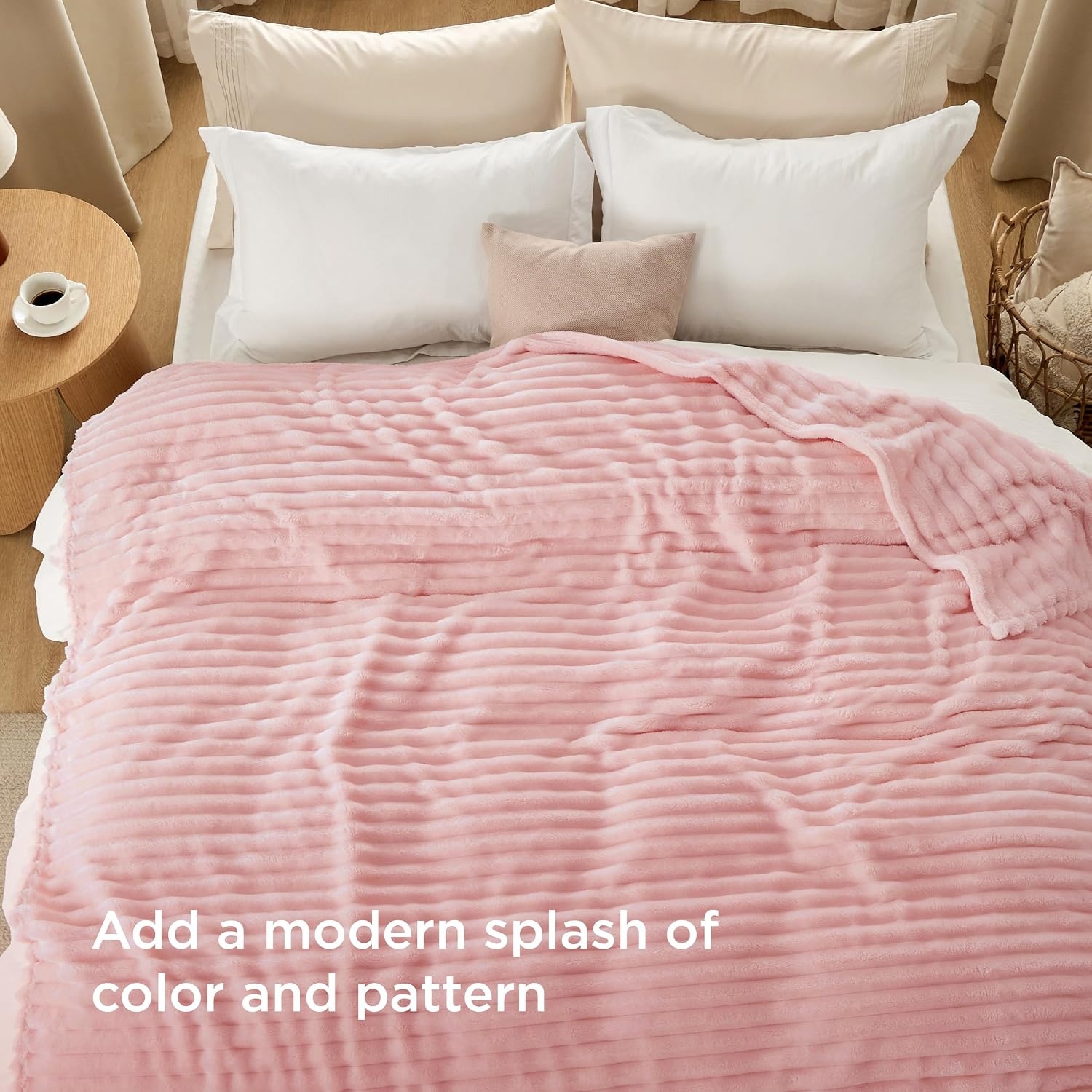 image:imageBedsure Soft Cozy Twin XL Blanket for Bed College Dorm Off White 66x90 Birthday Gifts for Women Mom Her Warm Lightweight Cozy Fluffy Throw Blanket Sofa Dorm Room Home Decor Machine WashableCoral Pink