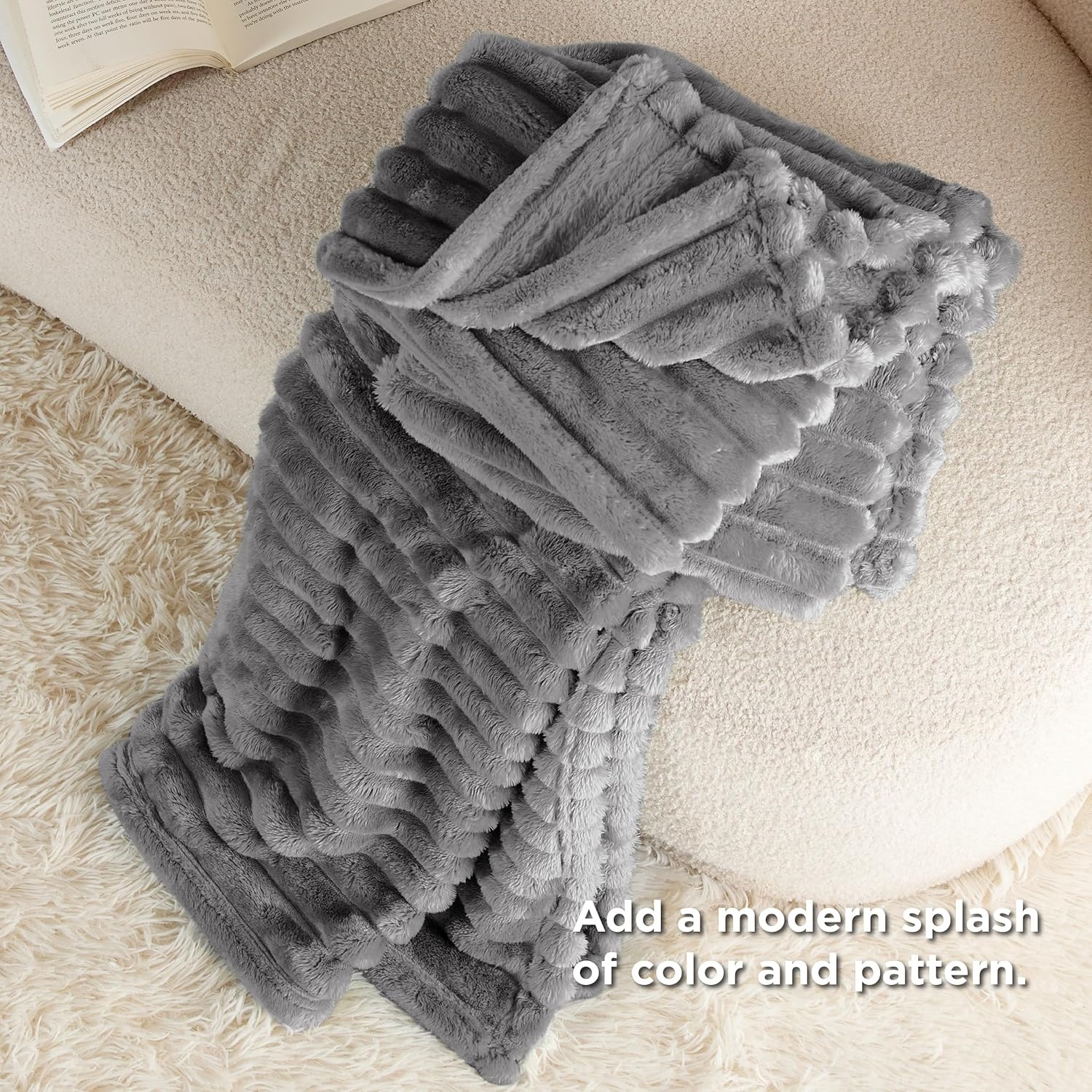 image:imageBedsure Soft Cozy Twin XL Blanket for Bed College Dorm Off White 66x90 Birthday Gifts for Women Mom Her Warm Lightweight Cozy Fluffy Throw Blanket Sofa Dorm Room Home Decor Machine WashableFrost Gray