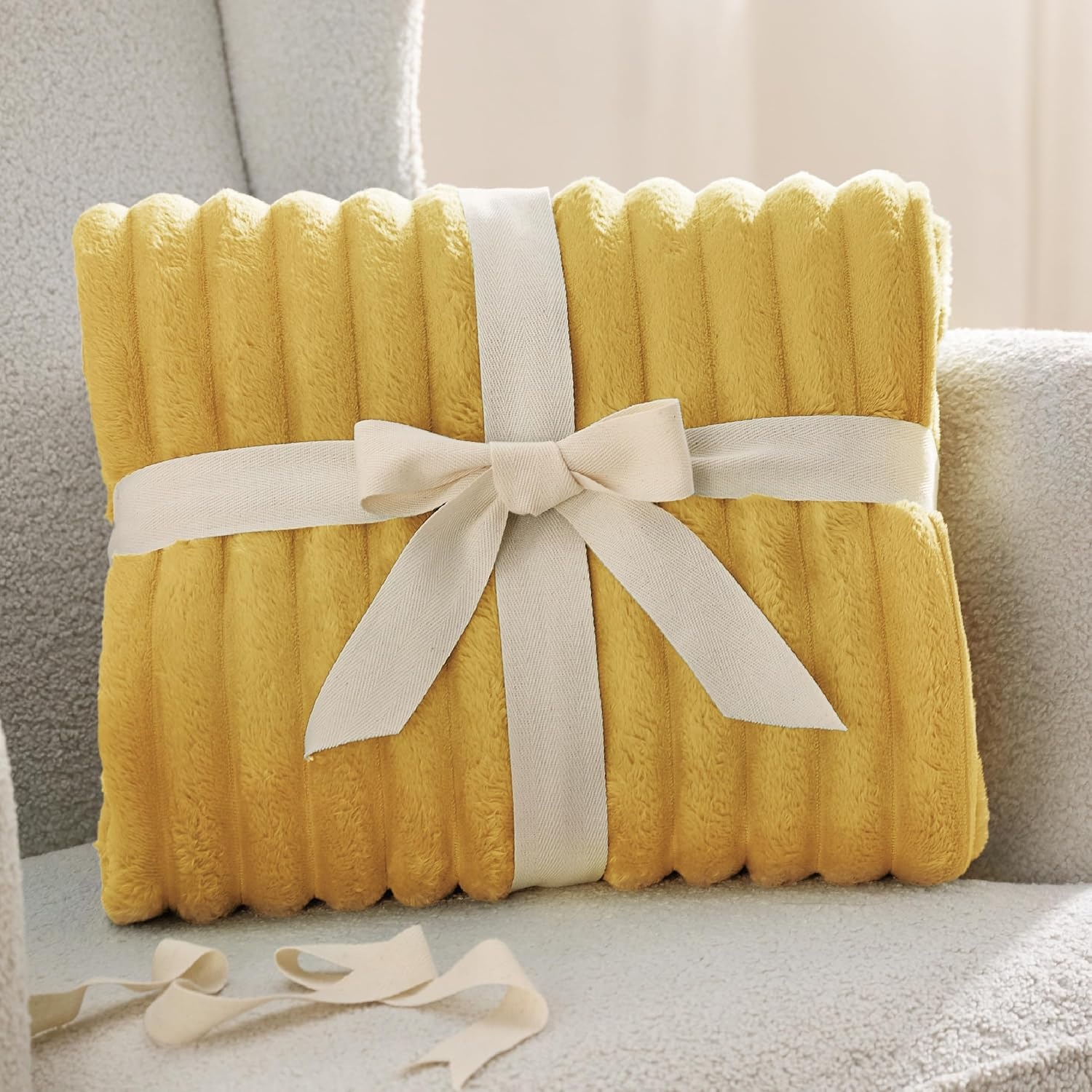 image:imageBedsure Soft Cozy Twin XL Blanket for Bed College Dorm Off White 66x90 Birthday Gifts for Women Mom Her Warm Lightweight Cozy Fluffy Throw Blanket Sofa Dorm Room Home Decor Machine WashableYellow