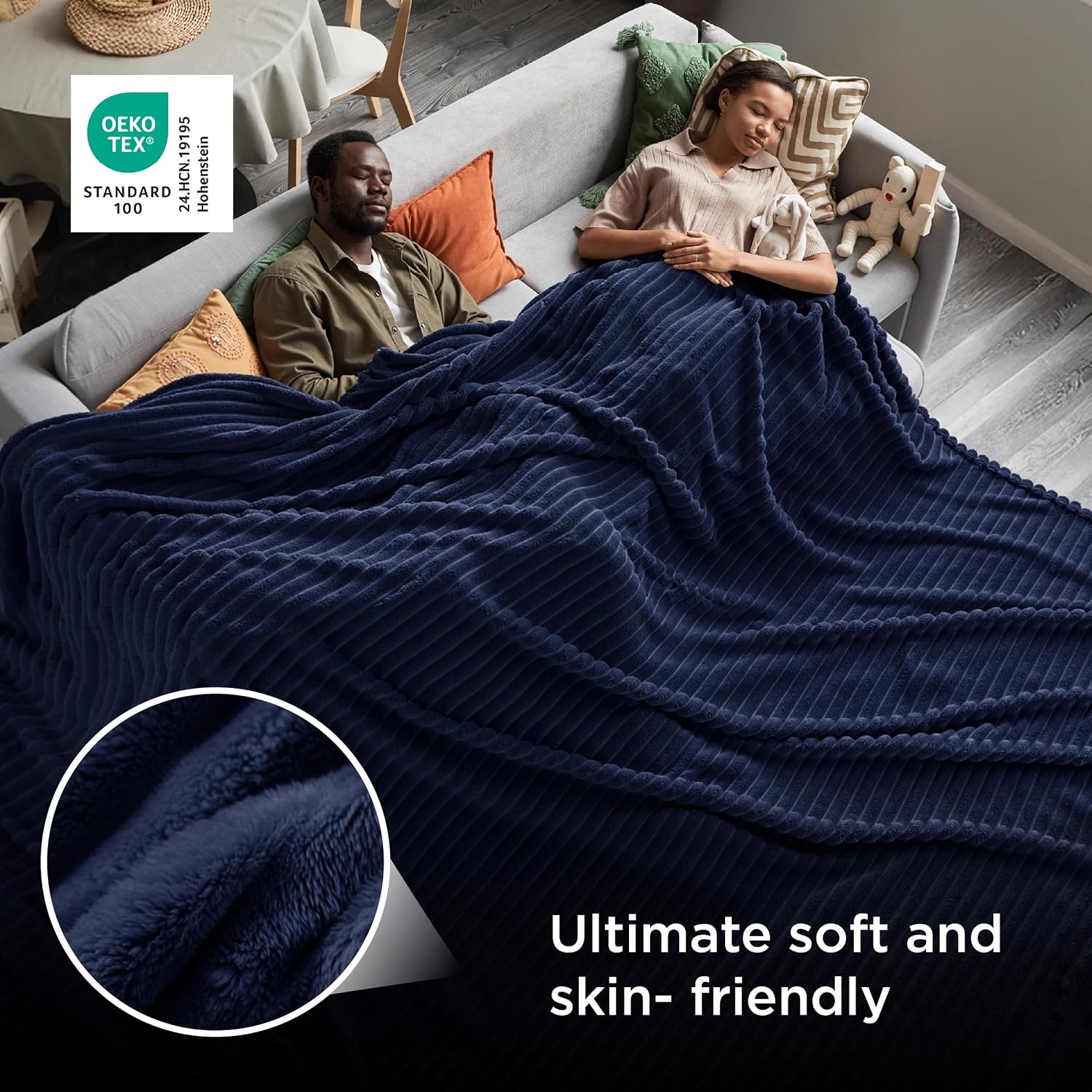 image:imageBedsure Soft Cozy Twin XL Blanket for Bed College Dorm Off White 66x90 Birthday Gifts for Women Mom Her Warm Lightweight Cozy Fluffy Throw Blanket Sofa Dorm Room Home Decor Machine WashableNavy