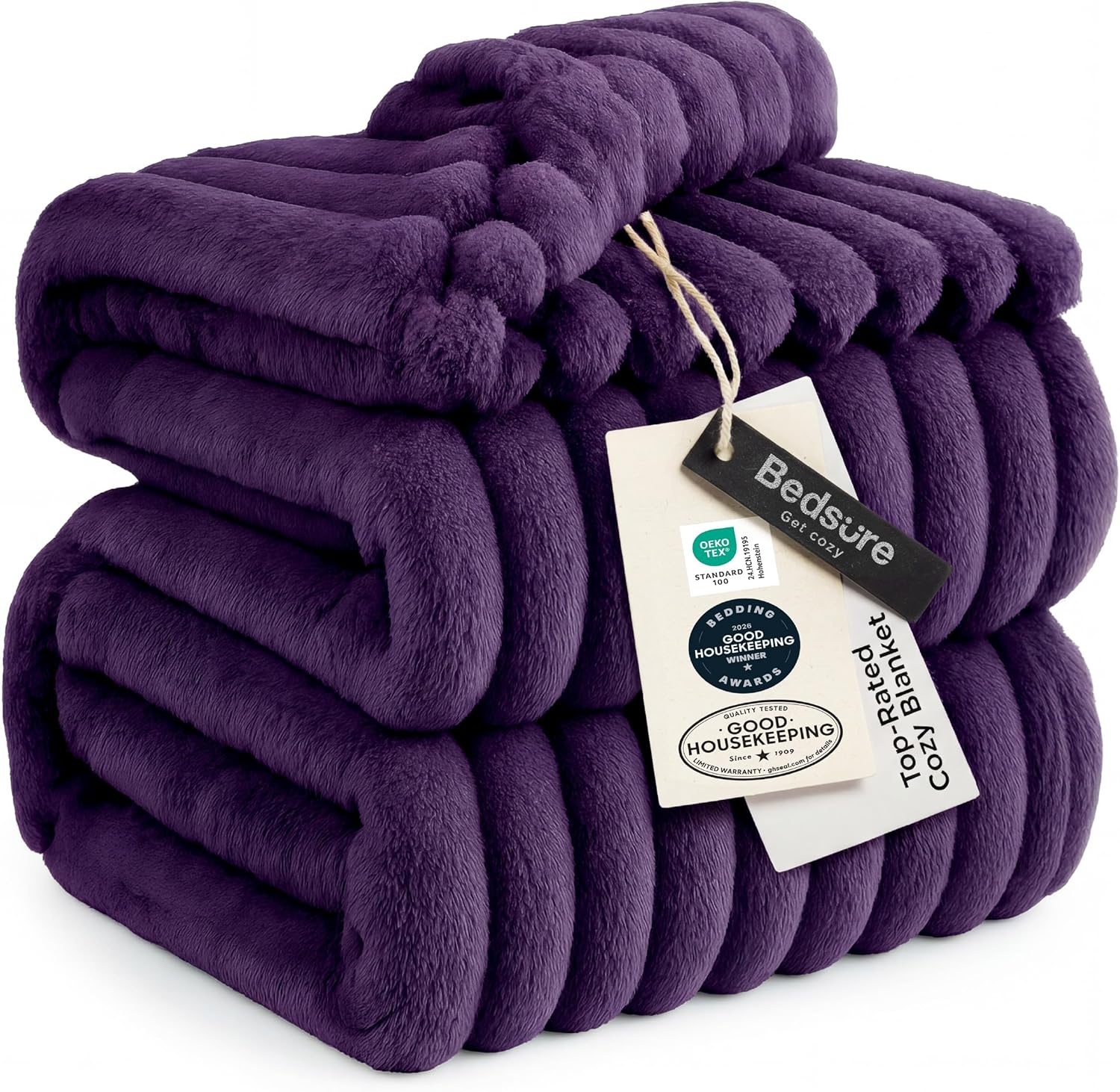 image:imageBedsure Soft Cozy Twin XL Blanket for Bed College Dorm Off White 66x90 Birthday Gifts for Women Mom Her Warm Lightweight Cozy Fluffy Throw Blanket Sofa Dorm Room Home Decor Machine WashablePurple