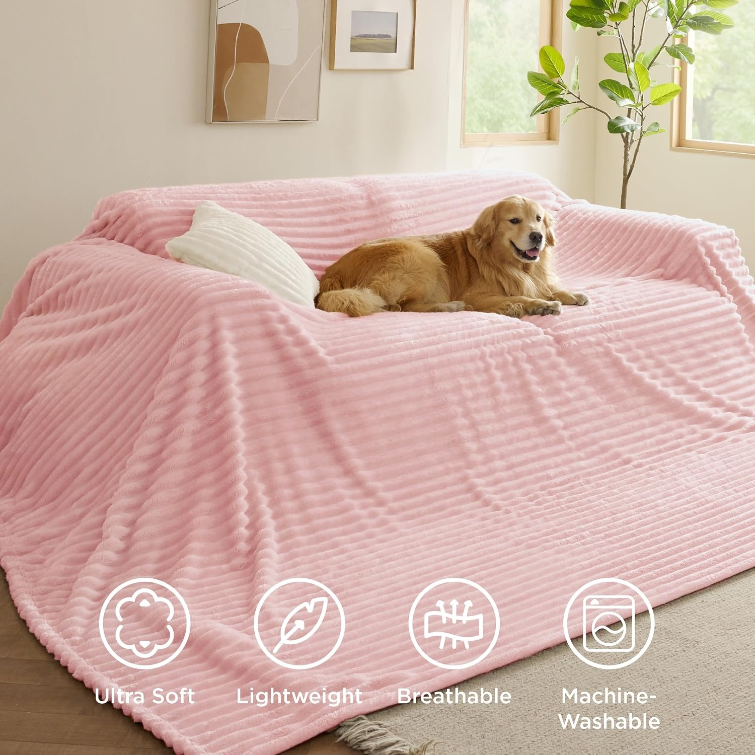 image:imageBedsure Soft Cozy Twin XL Blanket for Bed College Dorm Off White 66x90 Birthday Gifts for Women Mom Her Warm Lightweight Cozy Fluffy Throw Blanket Sofa Dorm Room Home Decor Machine WashableCoral Pink