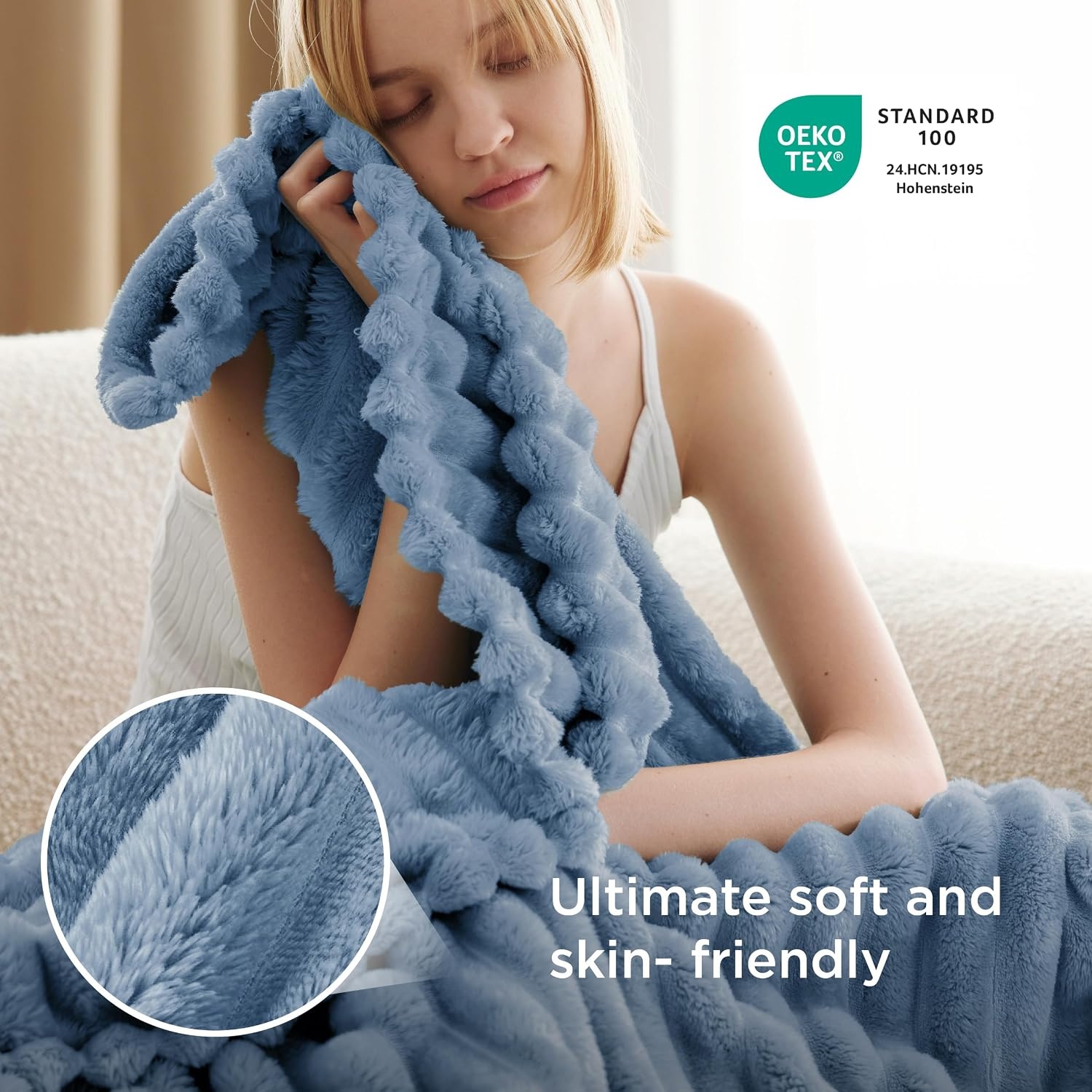 image:imageBedsure Soft Cozy Twin XL Blanket for Bed College Dorm Off White 66x90 Birthday Gifts for Women Mom Her Warm Lightweight Cozy Fluffy Throw Blanket Sofa Dorm Room Home Decor Machine WashableBlue