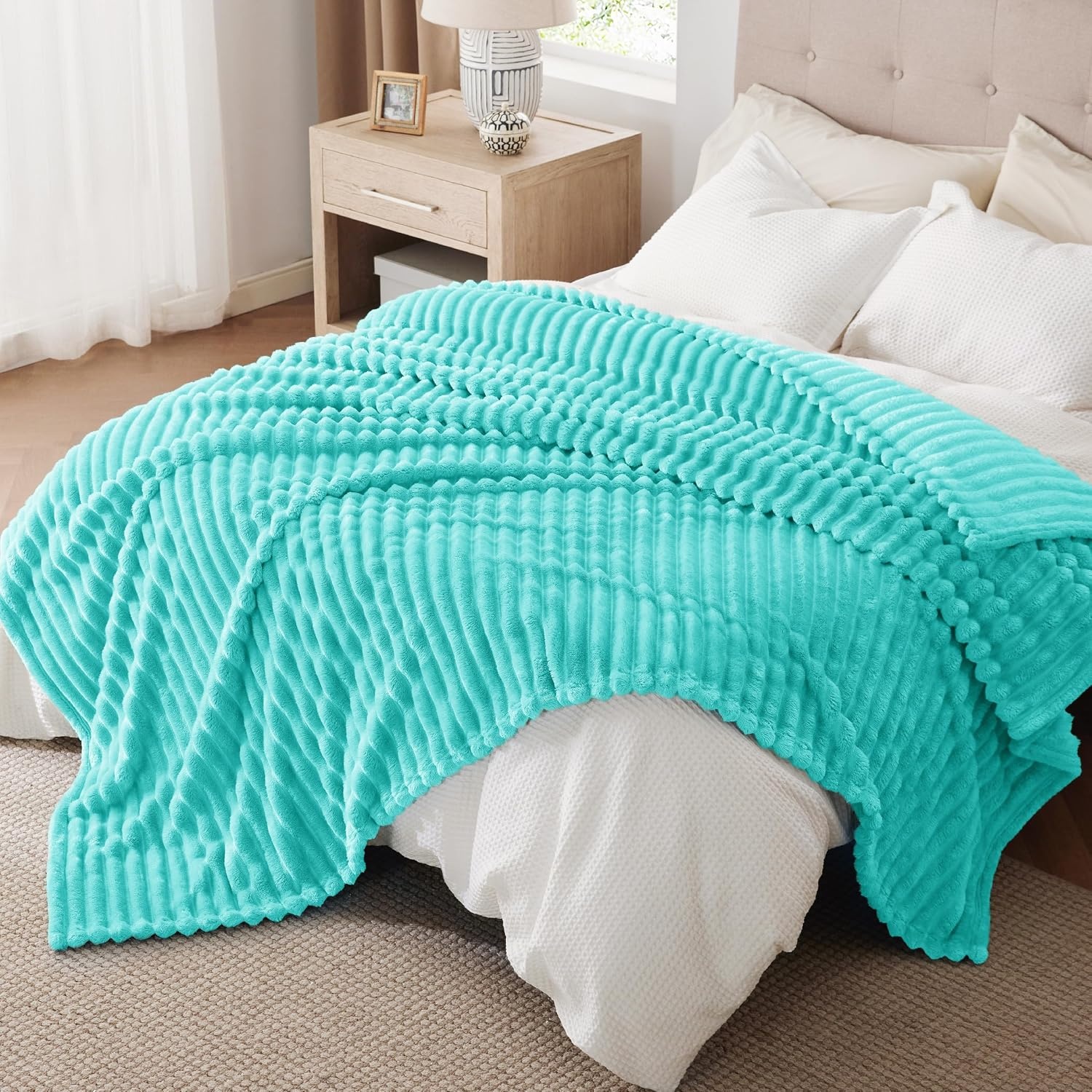 image:imageBedsure Soft Cozy Twin XL Blanket for Bed College Dorm Off White 66x90 Birthday Gifts for Women Mom Her Warm Lightweight Cozy Fluffy Throw Blanket Sofa Dorm Room Home Decor Machine WashableBlue Fog