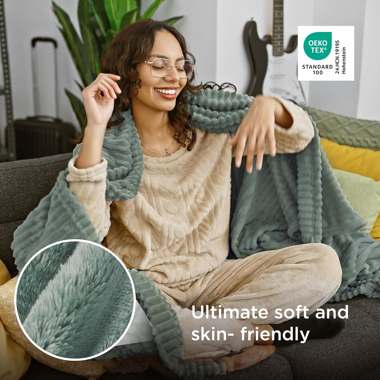 image:imageBedsure Soft Cozy Twin XL Blanket for Bed College Dorm Off White 66x90 Birthday Gifts for Women Mom Her Warm Lightweight Cozy Fluffy Throw Blanket Sofa Dorm Room Home Decor Machine WashableSage Green