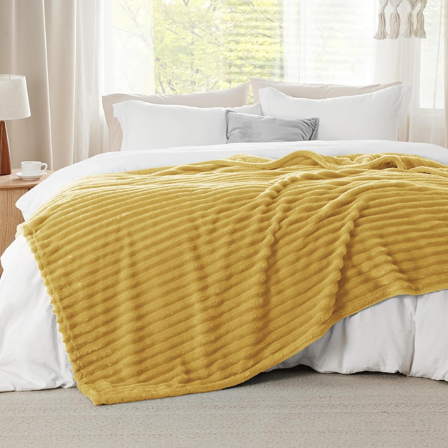 image:imageBedsure Soft Cozy Twin XL Blanket for Bed College Dorm Off White 66x90 Birthday Gifts for Women Mom Her Warm Lightweight Cozy Fluffy Throw Blanket Sofa Dorm Room Home Decor Machine WashableYellow