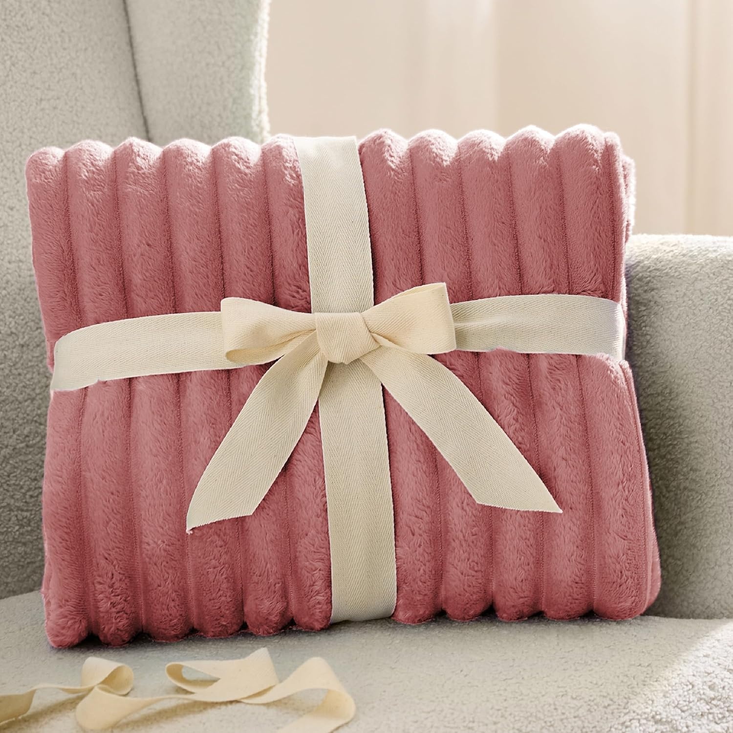 image:imageBedsure Soft Cozy Twin XL Blanket for Bed College Dorm Off White 66x90 Birthday Gifts for Women Mom Her Warm Lightweight Cozy Fluffy Throw Blanket Sofa Dorm Room Home Decor Machine WashableDusty Pink