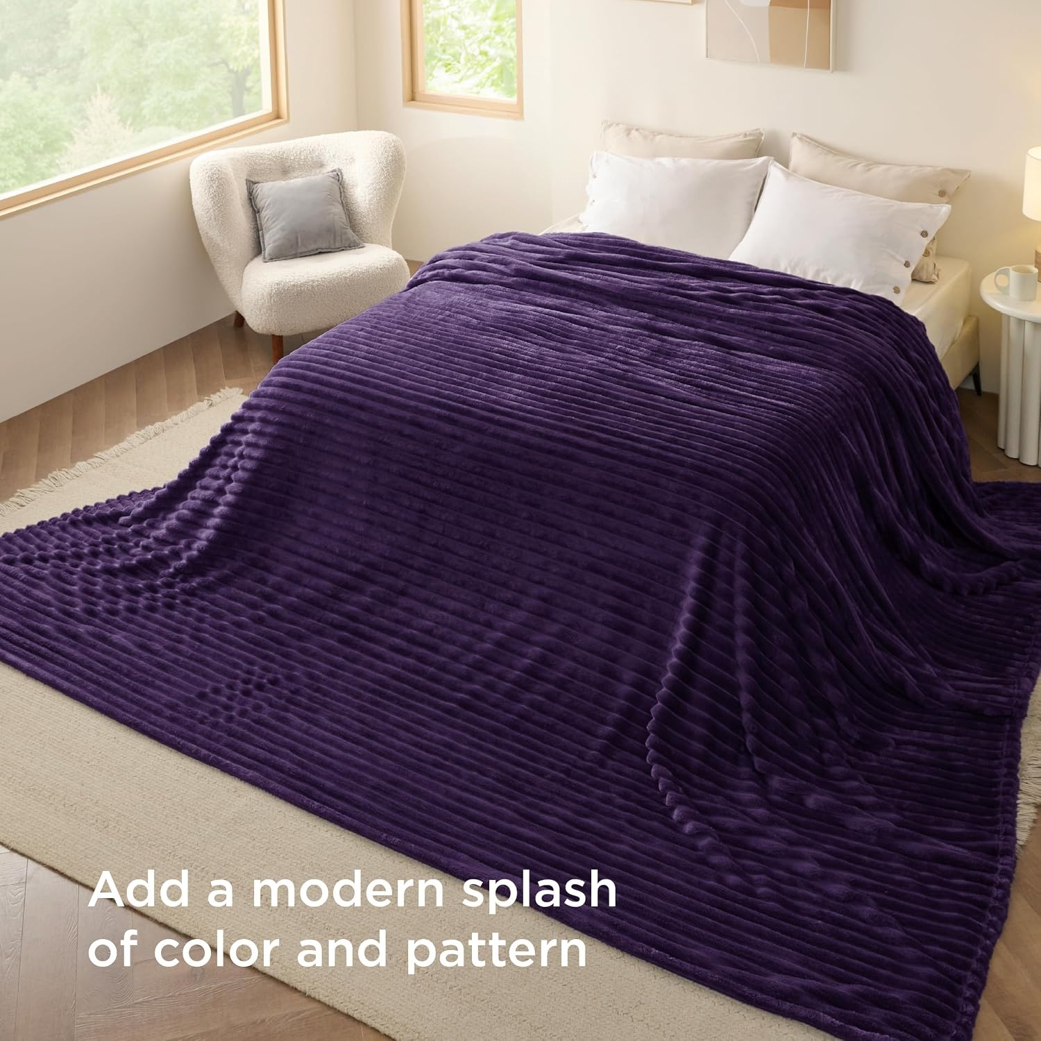 image:imageBedsure Soft Cozy Twin XL Blanket for Bed College Dorm Off White 66x90 Birthday Gifts for Women Mom Her Warm Lightweight Cozy Fluffy Throw Blanket Sofa Dorm Room Home Decor Machine WashablePurple