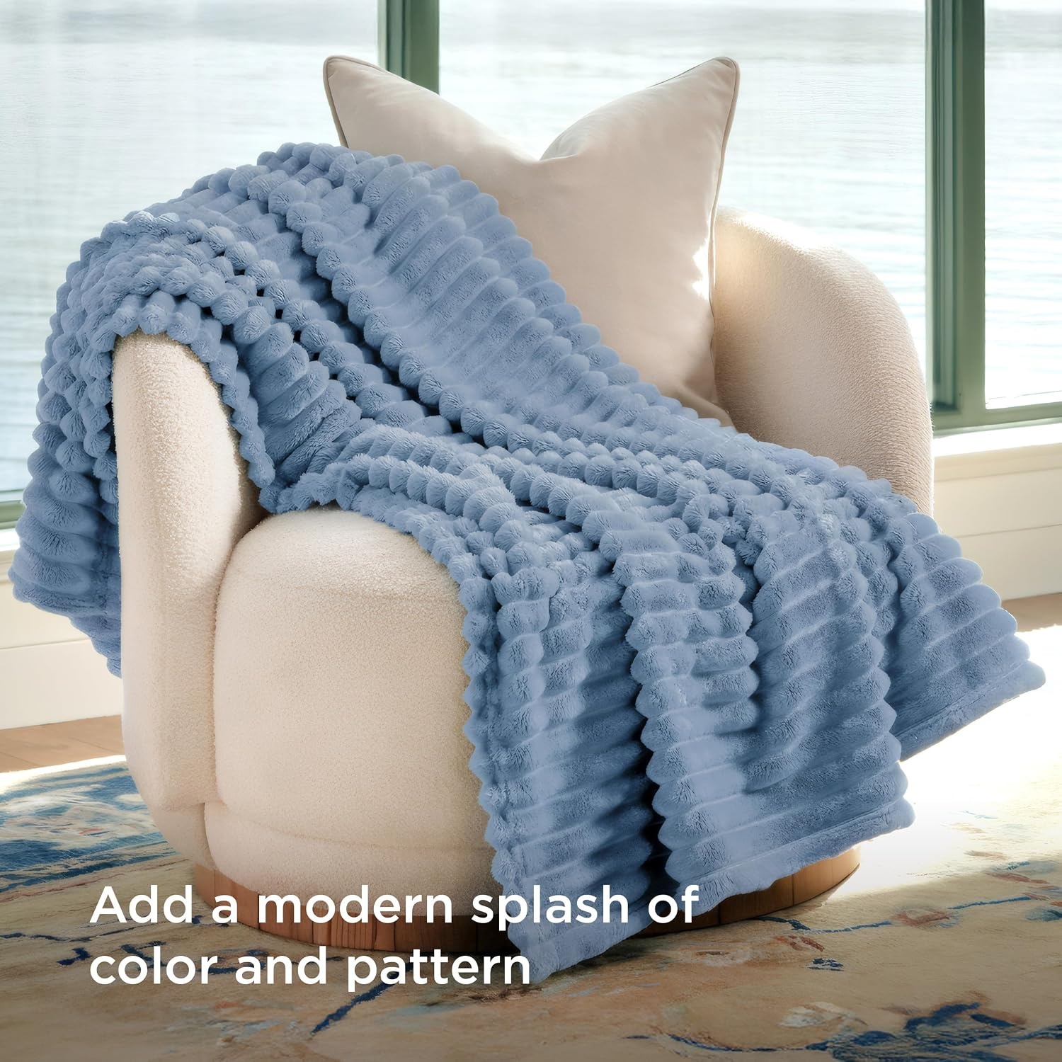 image:imageBedsure Soft Cozy Twin XL Blanket for Bed College Dorm Off White 66x90 Birthday Gifts for Women Mom Her Warm Lightweight Cozy Fluffy Throw Blanket Sofa Dorm Room Home Decor Machine WashableBlue
