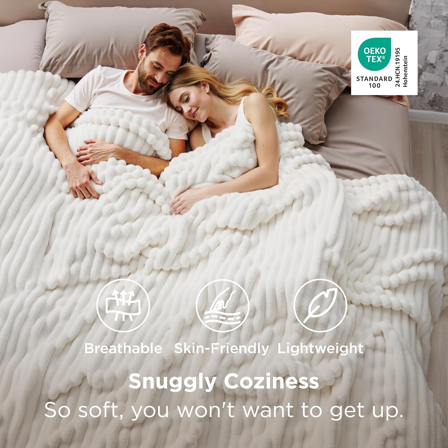 image:imageBedsure Soft Cozy Twin XL Blanket for Bed College Dorm Off White 66x90 Birthday Gifts for Women Mom Her Warm Lightweight Cozy Fluffy Throw Blanket Sofa Dorm Room Home Decor Machine WashableOff White