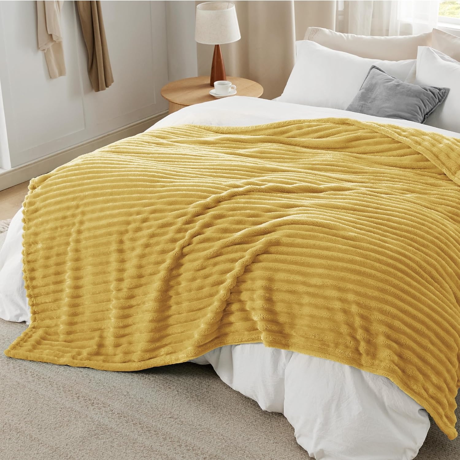 image:imageBedsure Soft Cozy Twin XL Blanket for Bed College Dorm Off White 66x90 Birthday Gifts for Women Mom Her Warm Lightweight Cozy Fluffy Throw Blanket Sofa Dorm Room Home Decor Machine WashableYellow